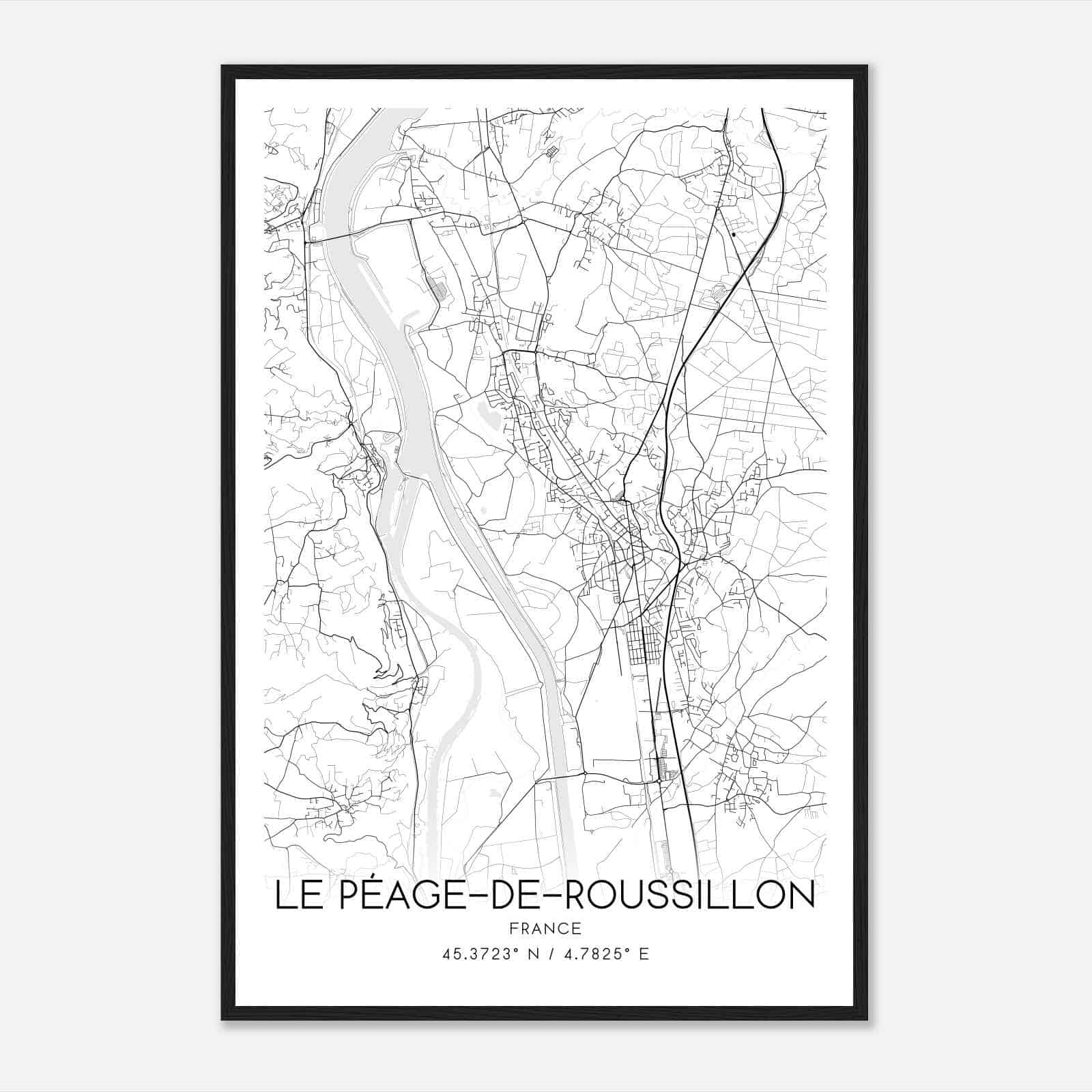 Le Peage-de-Roussillon France Map Poster, Modern Home Decor Wall Art Print