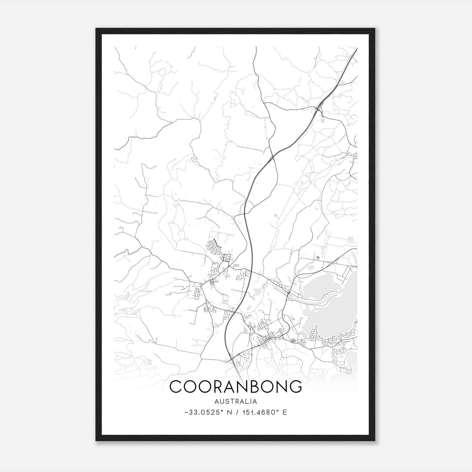 Cooranbong Australia Map Poster, Modern Home Decor Wall Art Print