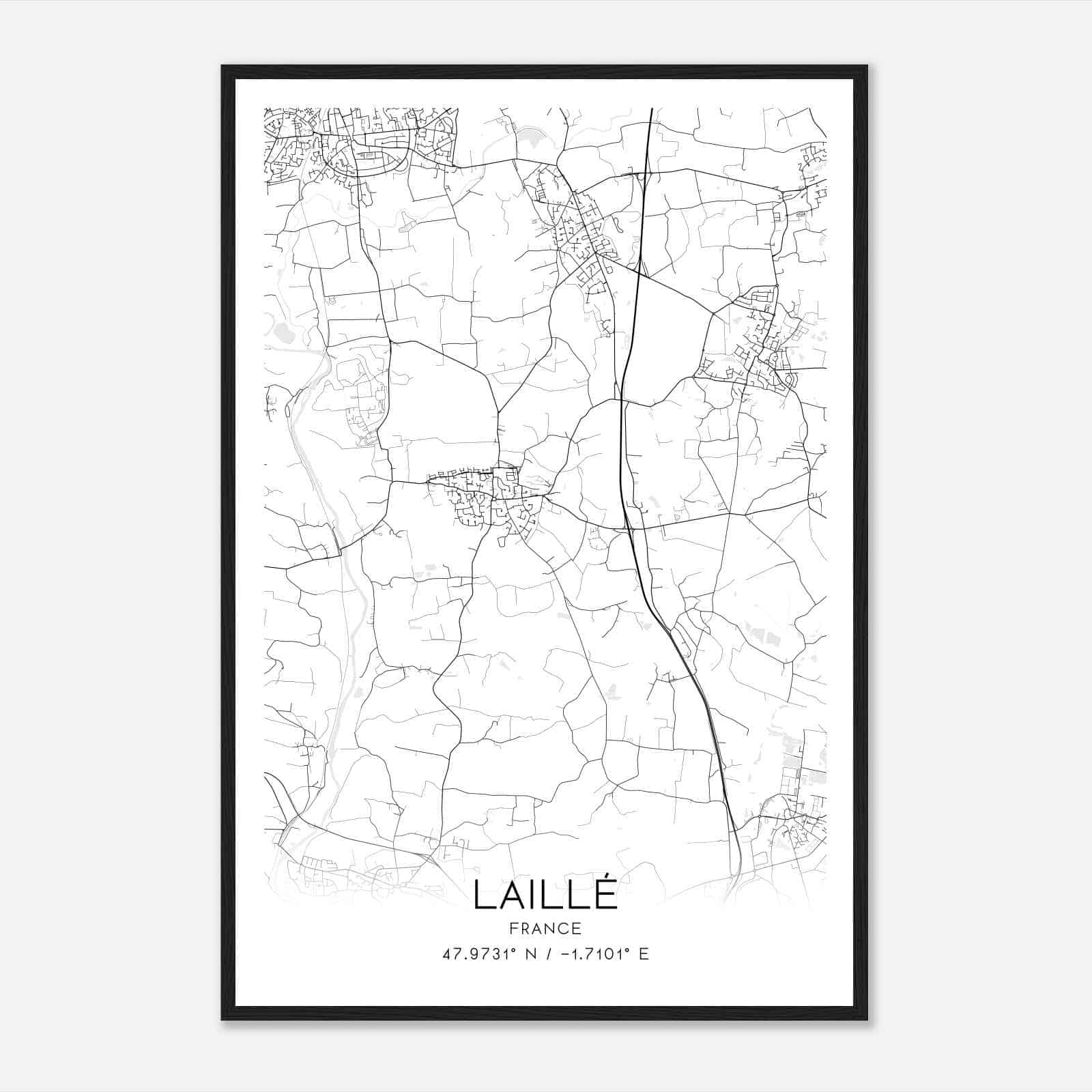Laille France Map Poster, Modern Home Decor Wall Art Print