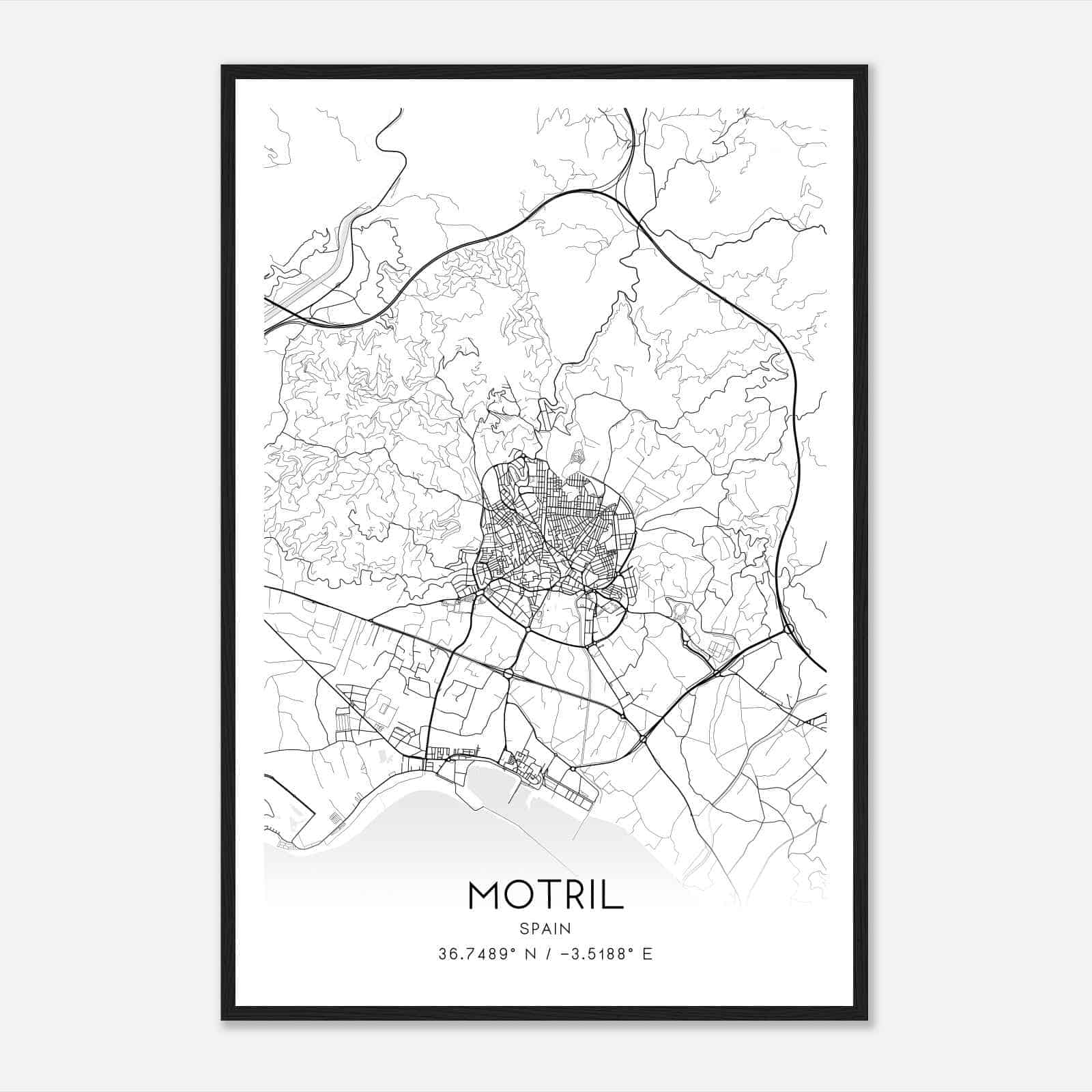 Motril Spain Map Poster, Modern Home Decor Wall Art Print