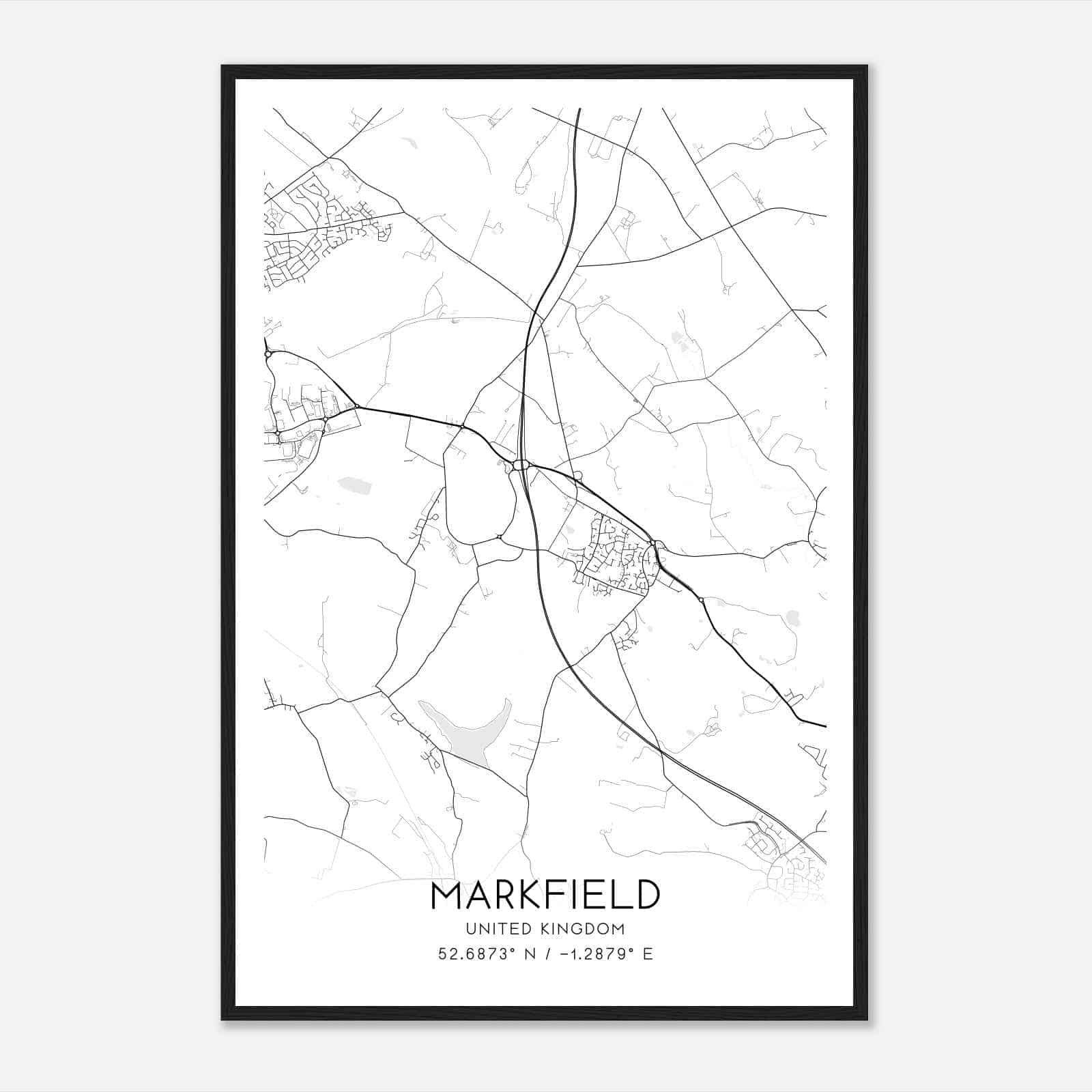 Markfield United Kingdom Map Poster, Modern Home Decor Wall Art Print