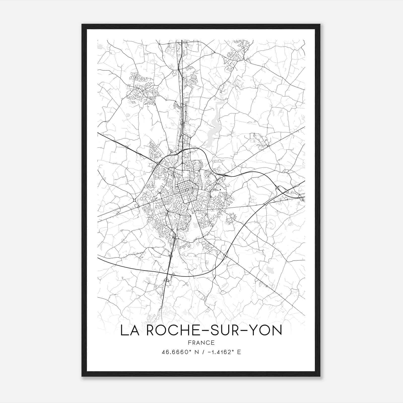 La Roche-sur-Yon France Map Poster, Modern Home Decor Wall Art Print