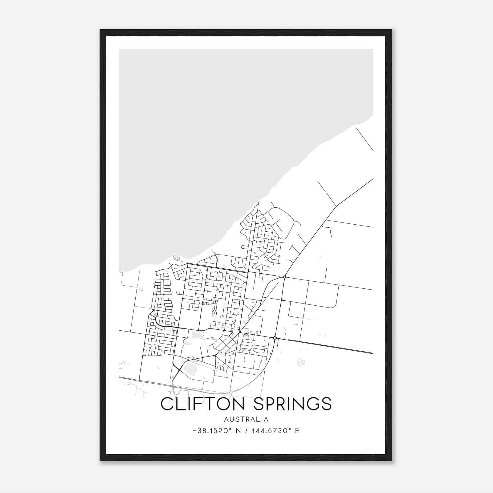 Clifton Springs Australia Map Poster, Modern Home Decor Wall Art Print