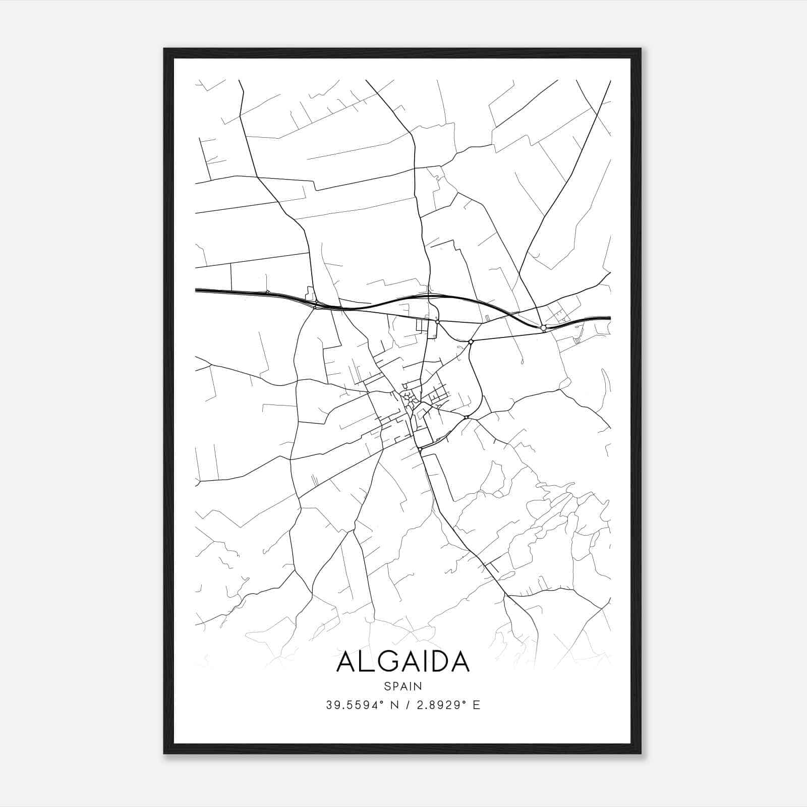 Algaida Spain Map Poster, Modern Home Decor Wall Art Print