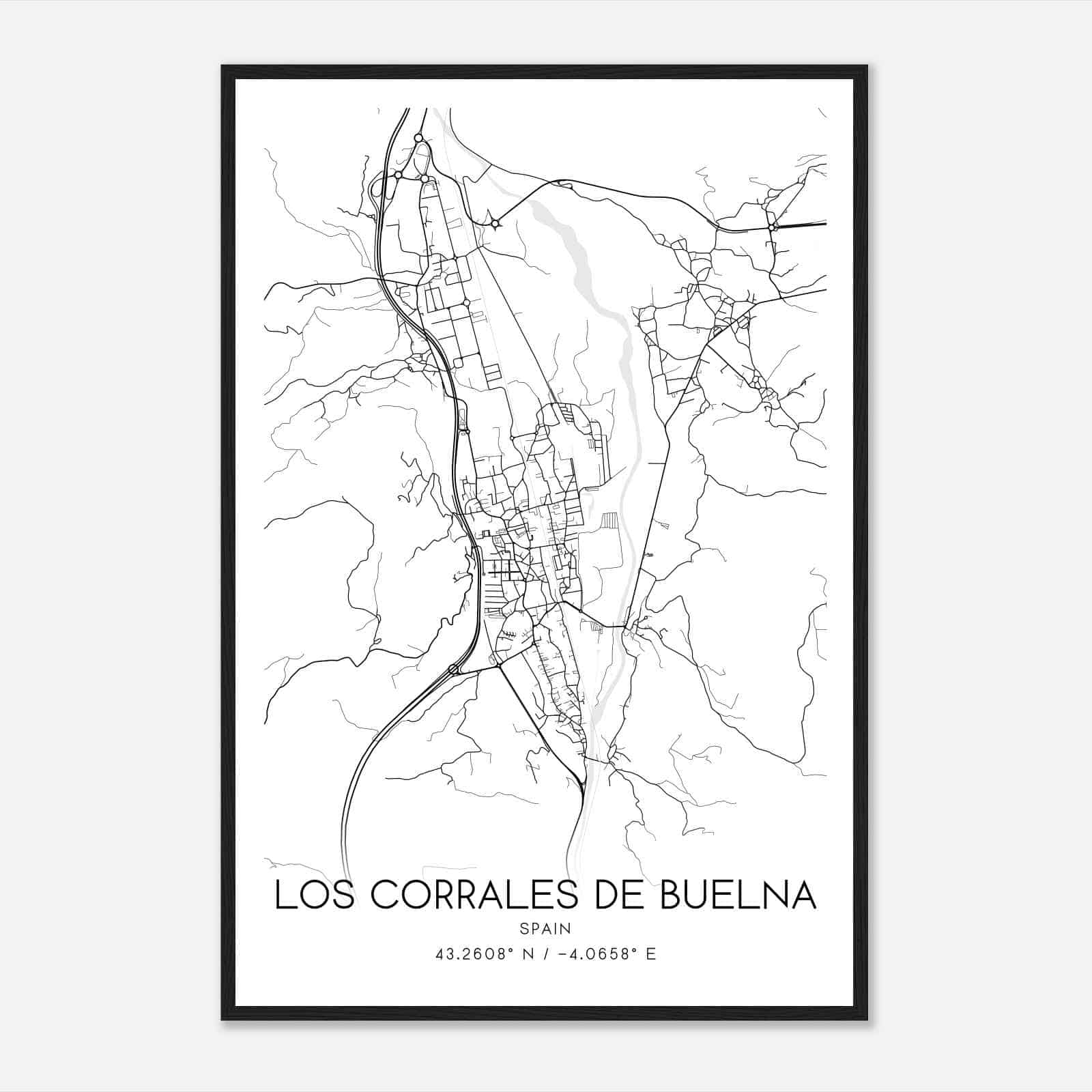 Los Corrales de Buelna Spain Map Poster, Modern Home Decor Wall Art Print
