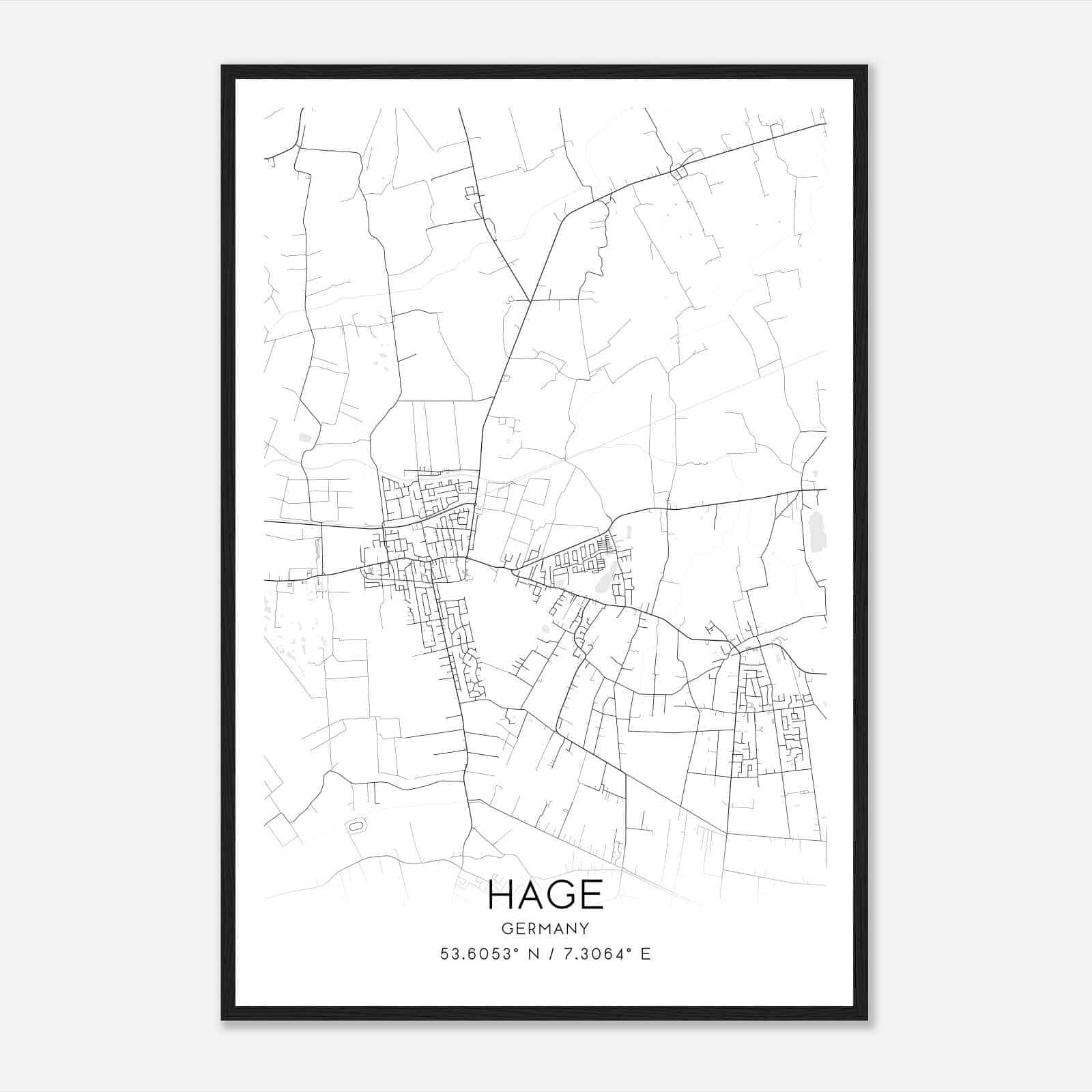 Hage Germany Map Poster, Modern Home Decor Wall Art Print
