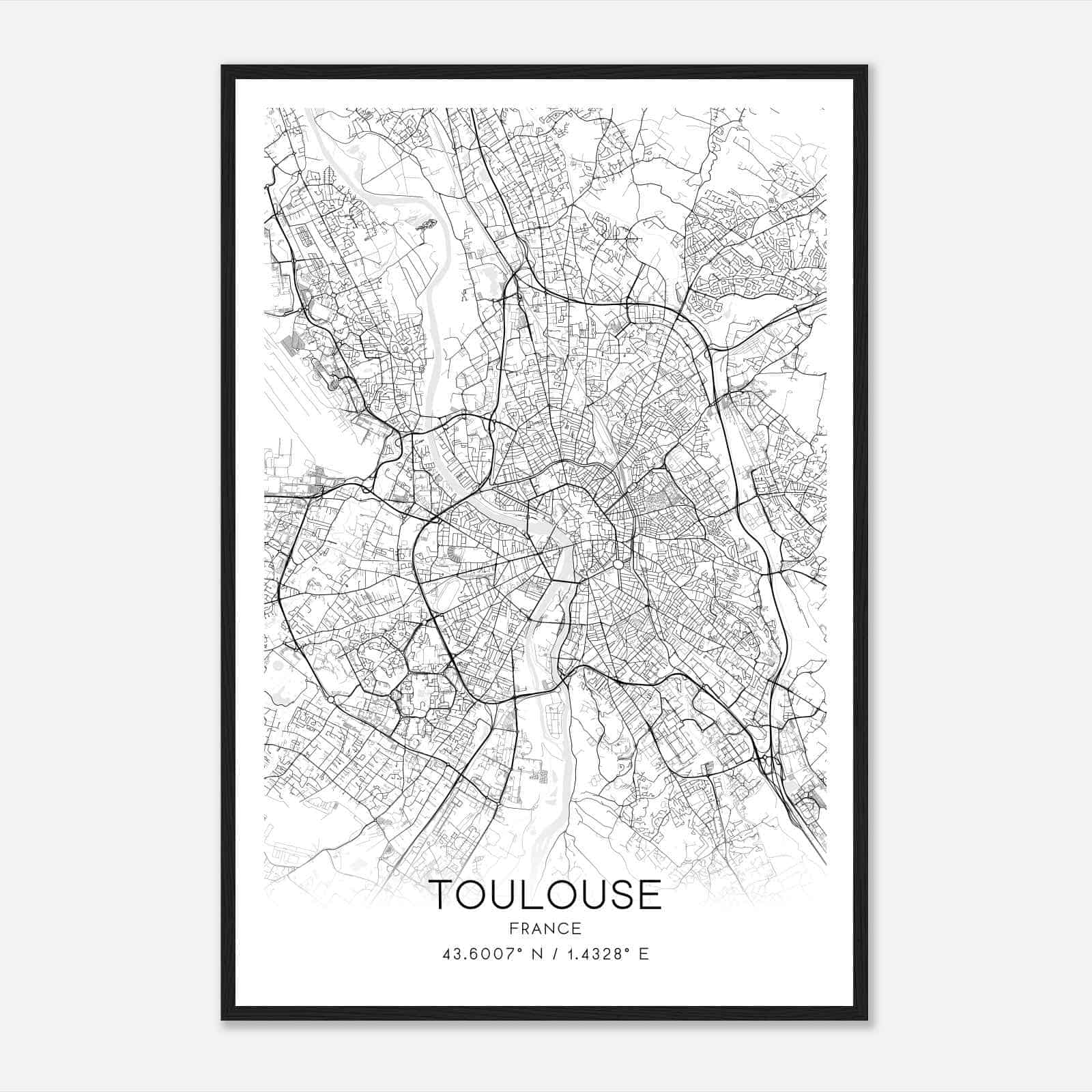 Toulouse France Map Poster, Modern Home Decor Wall Art Print