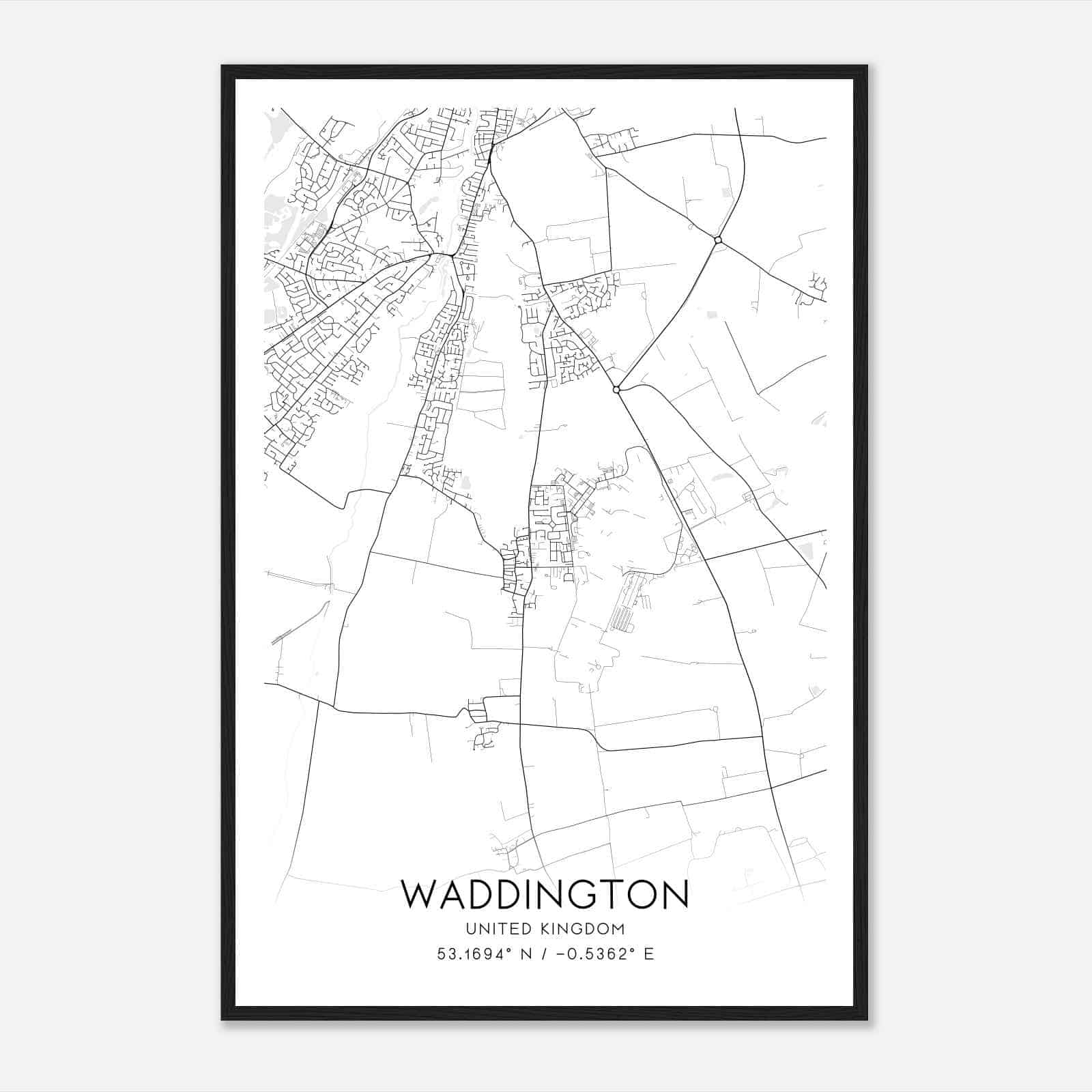 Waddington United Kingdom Map Poster, Modern Home Decor Wall Art Print