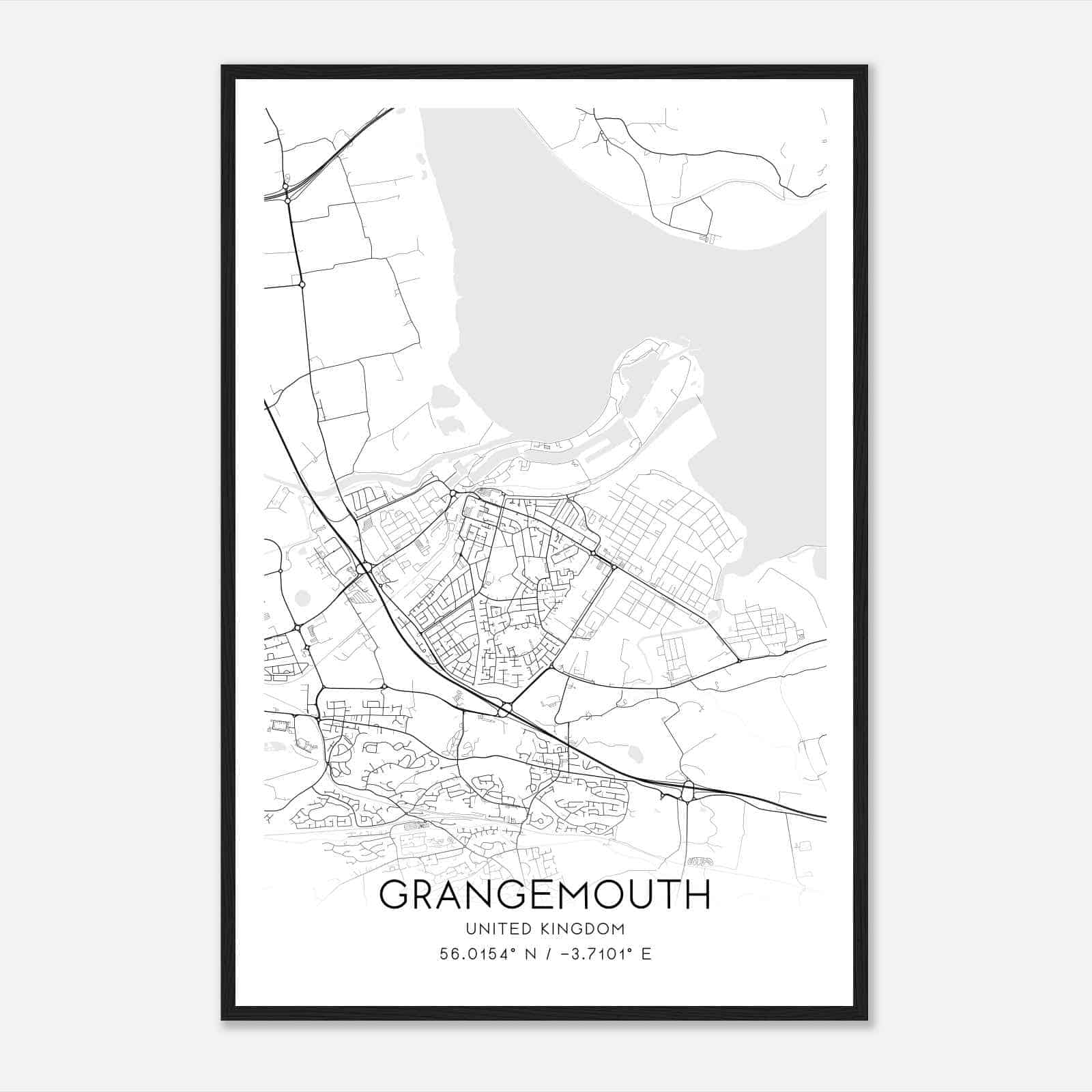 Grangemouth United Kingdom Map Poster, Modern Home Decor Wall Art Print