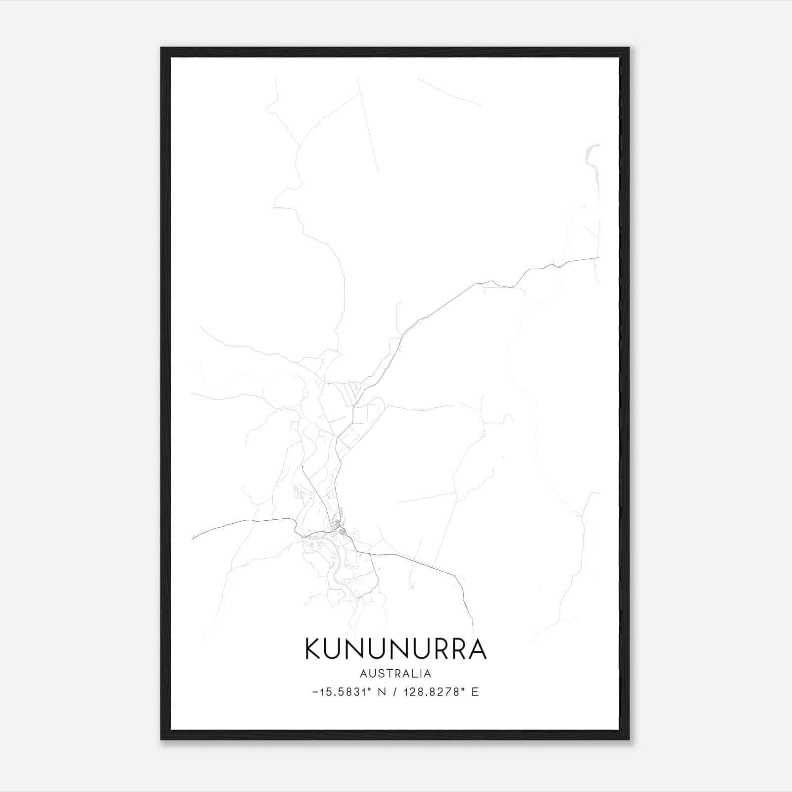 Kununurra Australia Map Poster, Modern Home Decor Wall Art Print