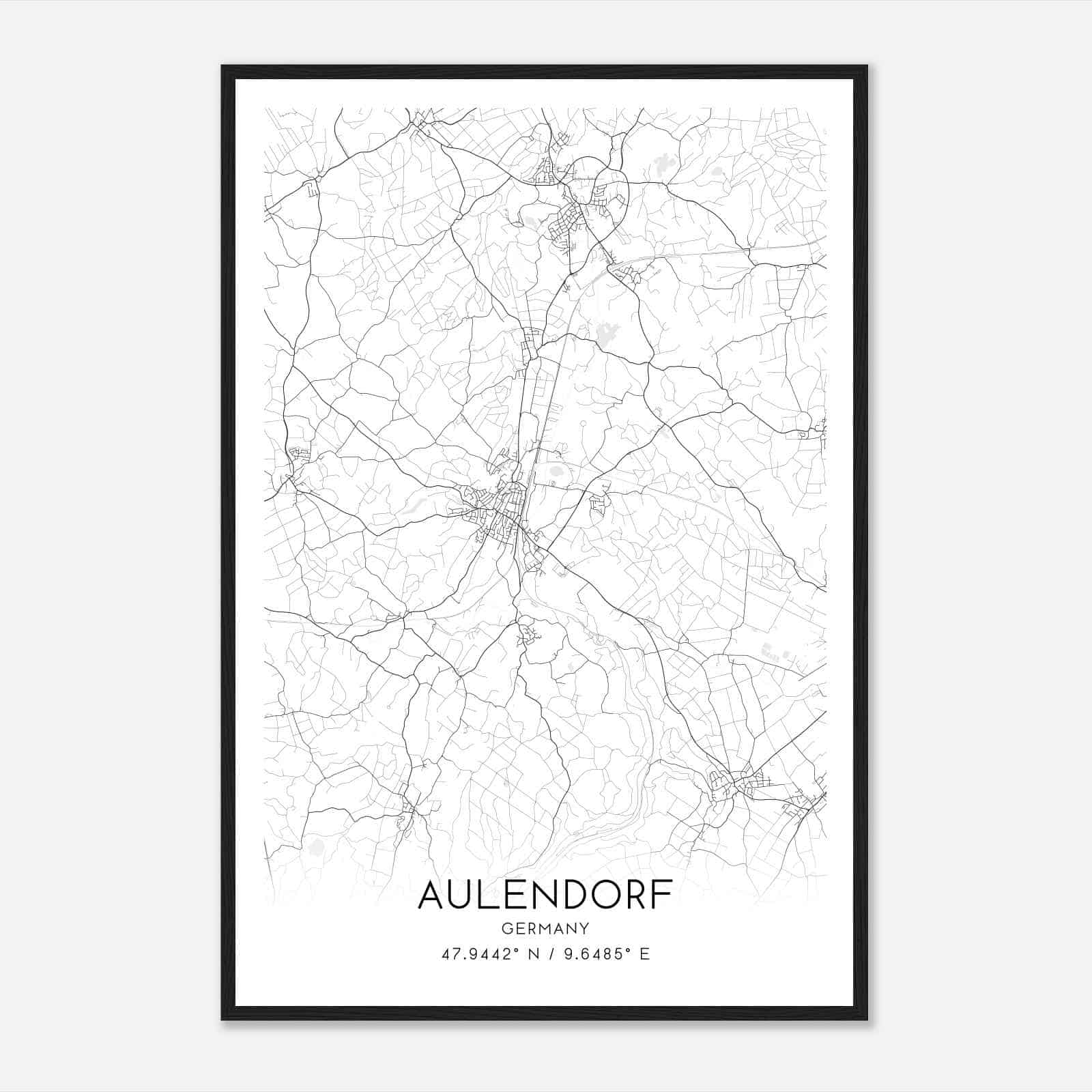 Aulendorf Germany Map Poster, Modern Home Decor Wall Art Print