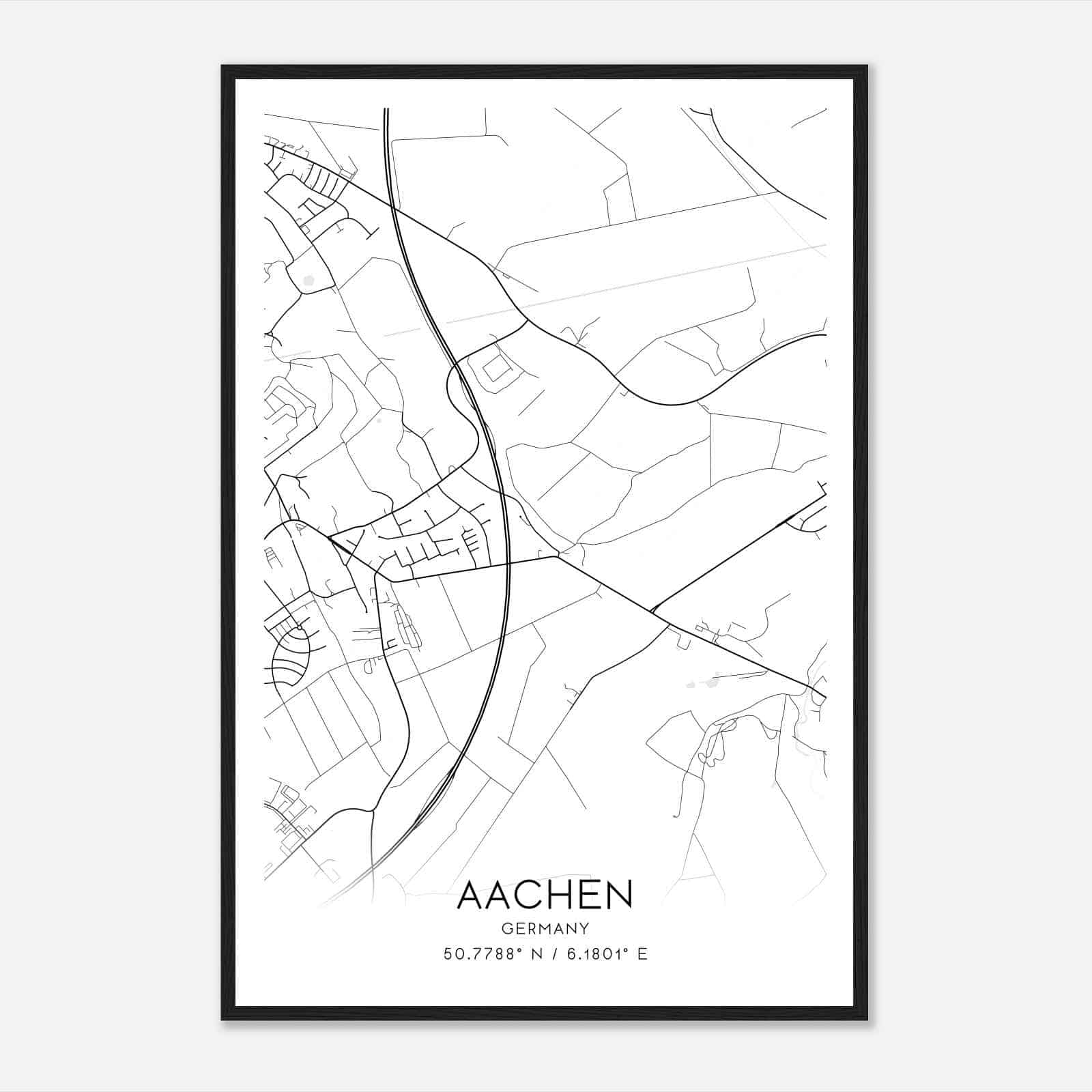 Eilendorf Germany Map Poster, Modern Home Decor Wall Art Print