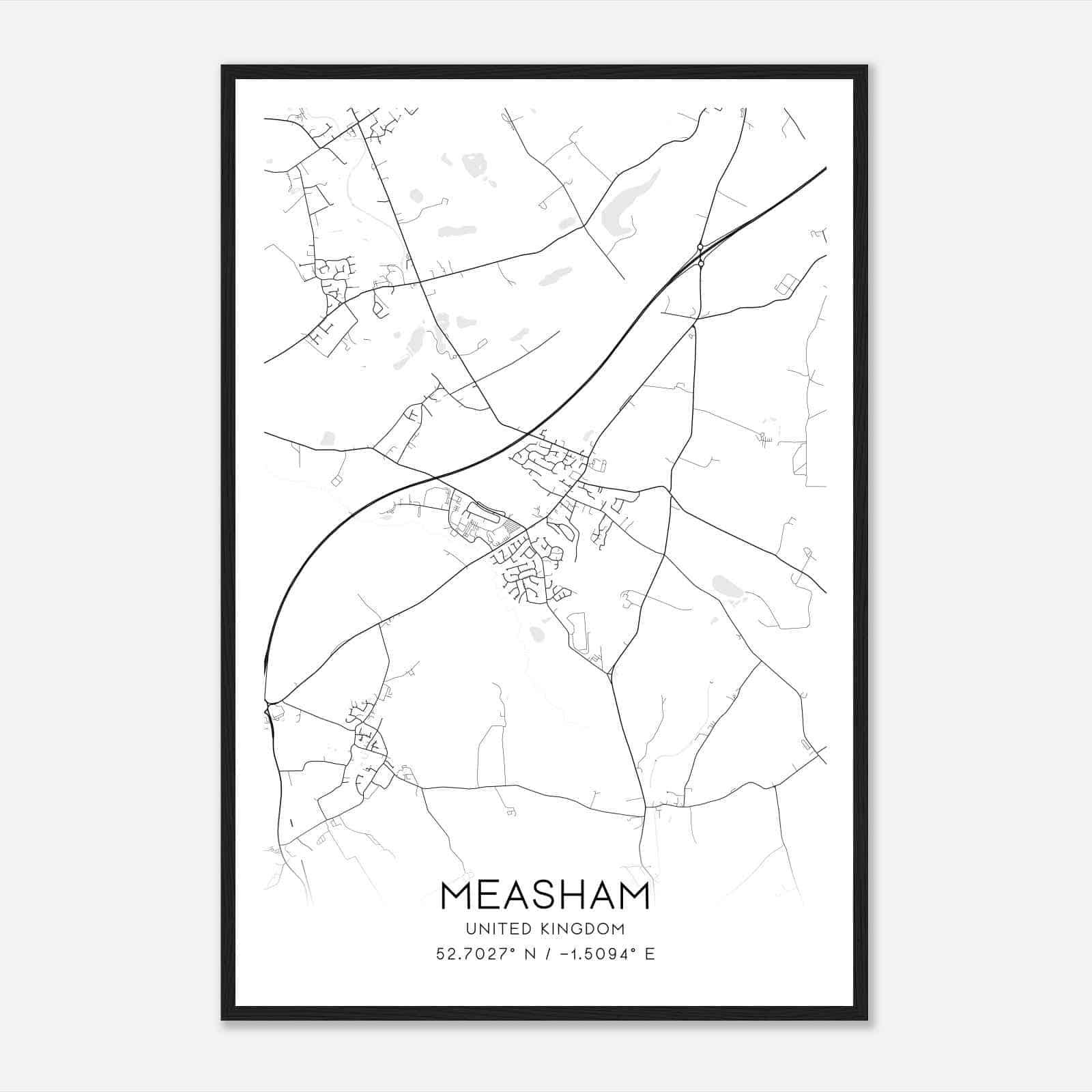 Measham United Kingdom Map Poster, Modern Home Decor Wall Art Print