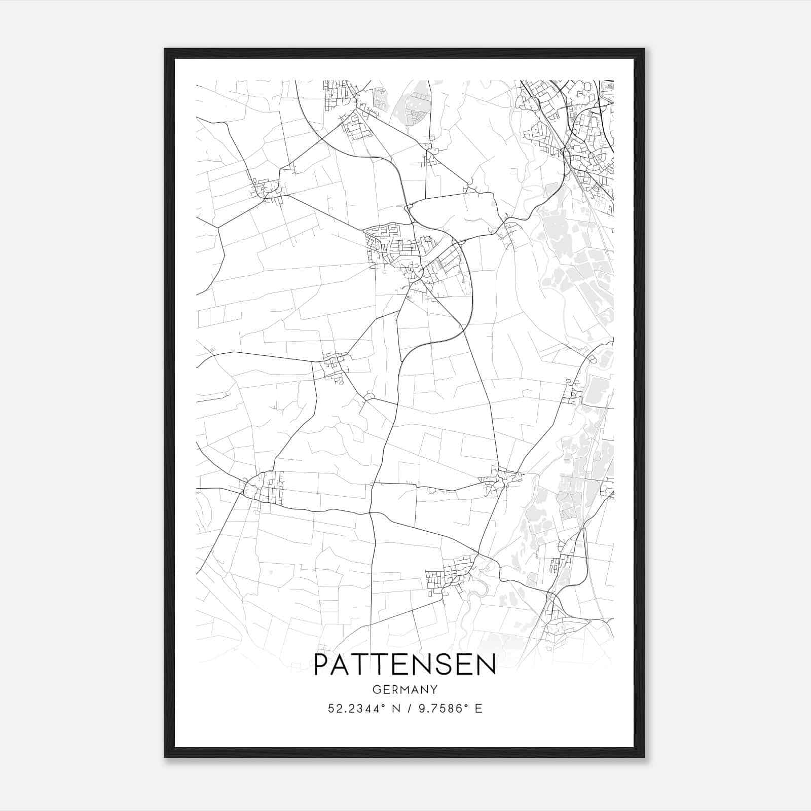 Pattensen Germany Map Poster, Modern Home Decor Wall Art Print