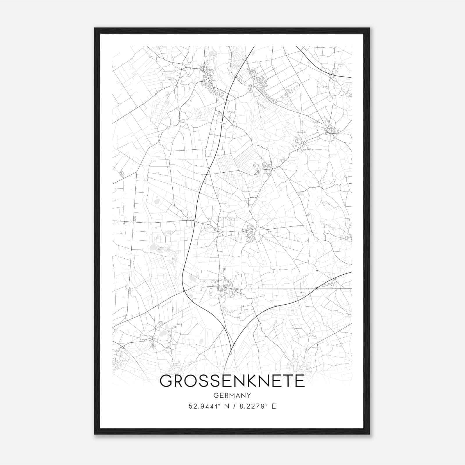 Grossenkneten Germany Map Poster, Modern Home Decor Wall Art Print