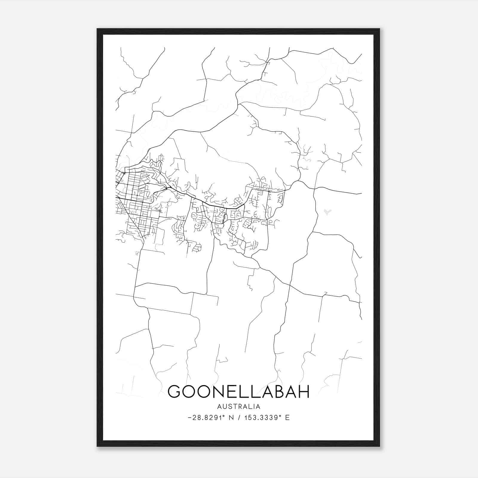 Goonellabah Australia Map Poster, Modern Home Decor Wall Art Print