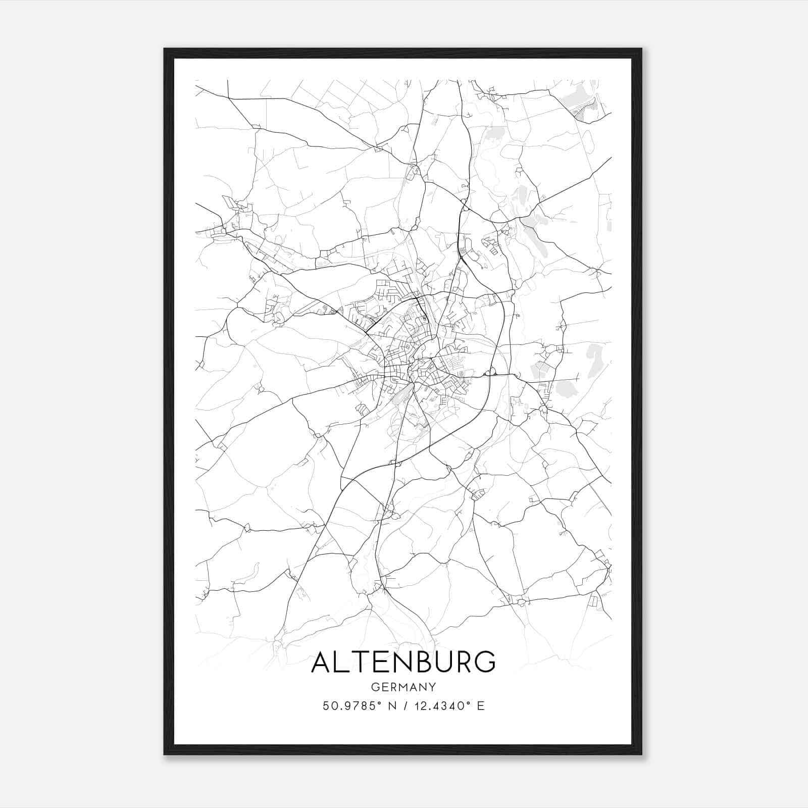 Altenburg Germany Map Poster, Modern Home Decor Wall Art Print