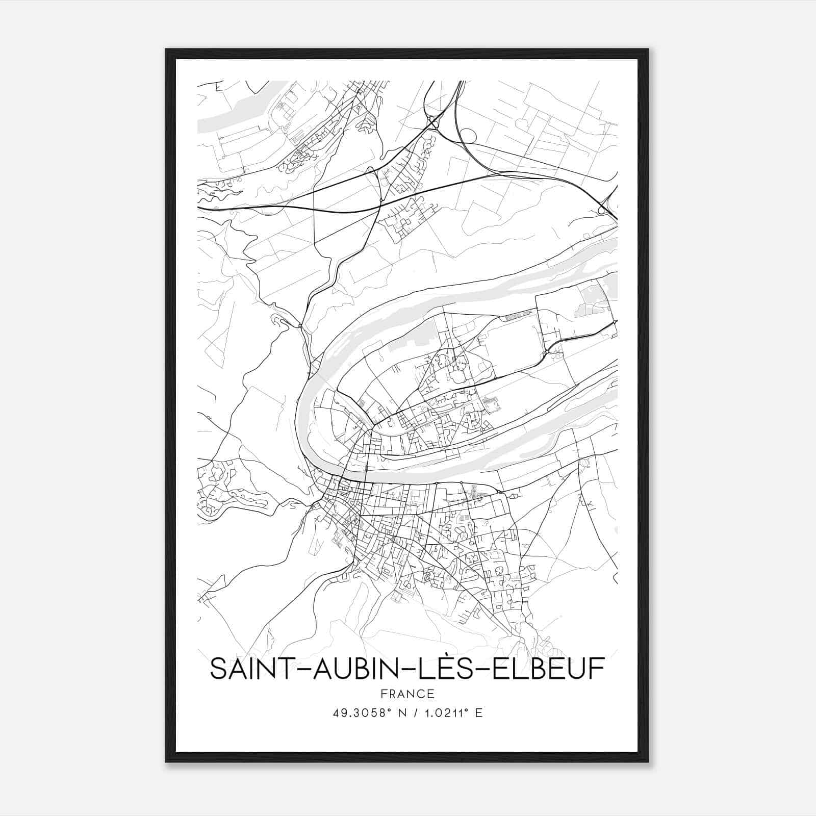 Saint-Aubin-les-Elbeuf France Map Poster, Modern Home Decor Wall Art Print