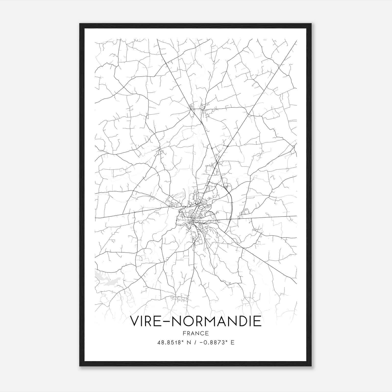 Vire France Map Poster, Modern Home Decor Wall Art Print