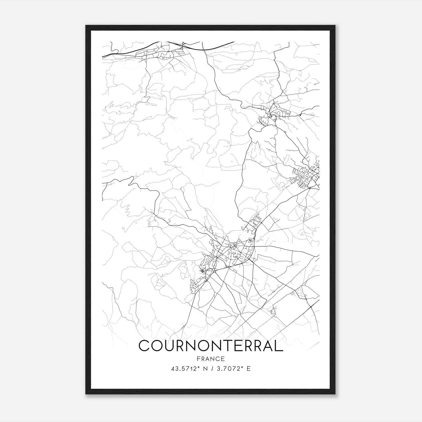 Cournonterral France Map Poster, Modern Home Decor Wall Art Print