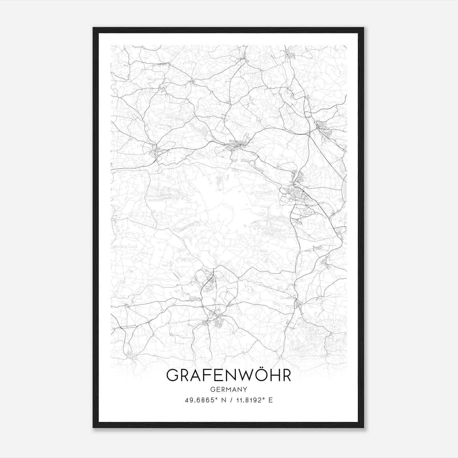 Grafenwohr Germany Map Poster, Modern Home Decor Wall Art Print