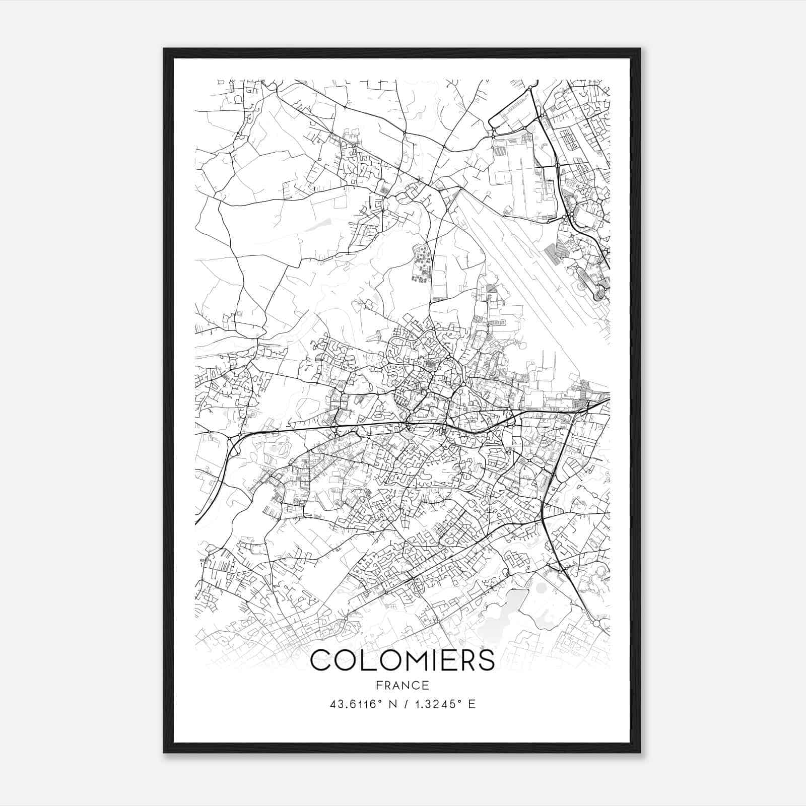 Colomiers France Map Poster, Modern Home Decor Wall Art Print