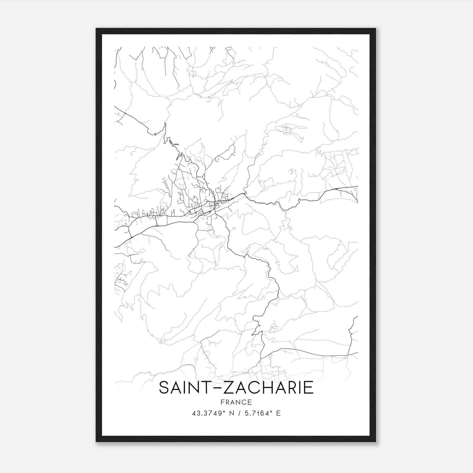 Saint-Zacharie France Map Poster, Modern Home Decor Wall Art Print