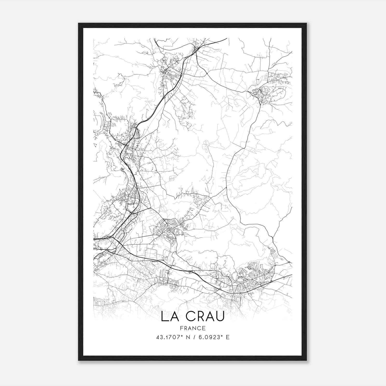 La Crau France Map Poster, Modern Home Decor Wall Art Print