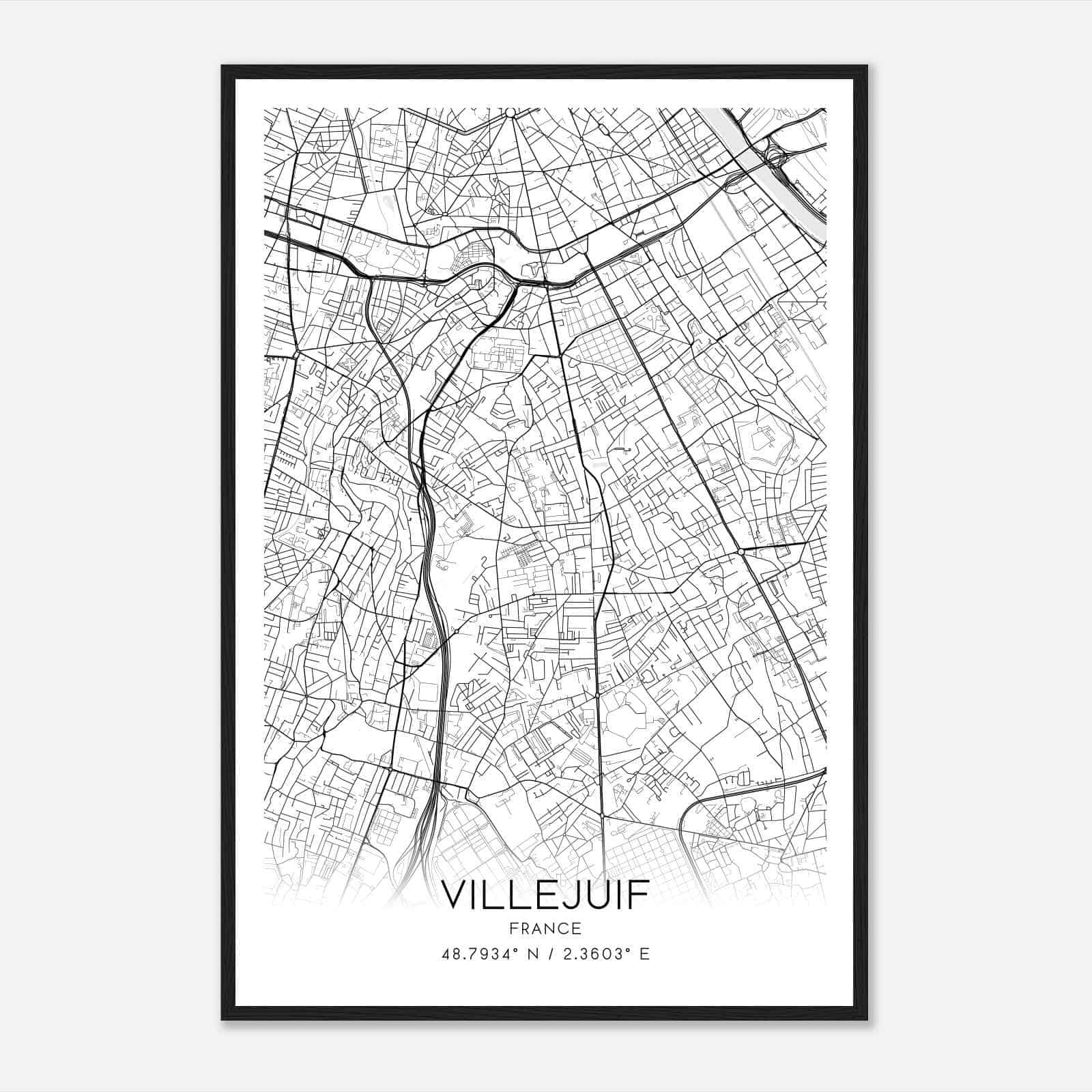 Villejuif France Map Poster, Modern Home Decor Wall Art Print Villejuif France Map Poster, Modern Home Decor Wall Art Print