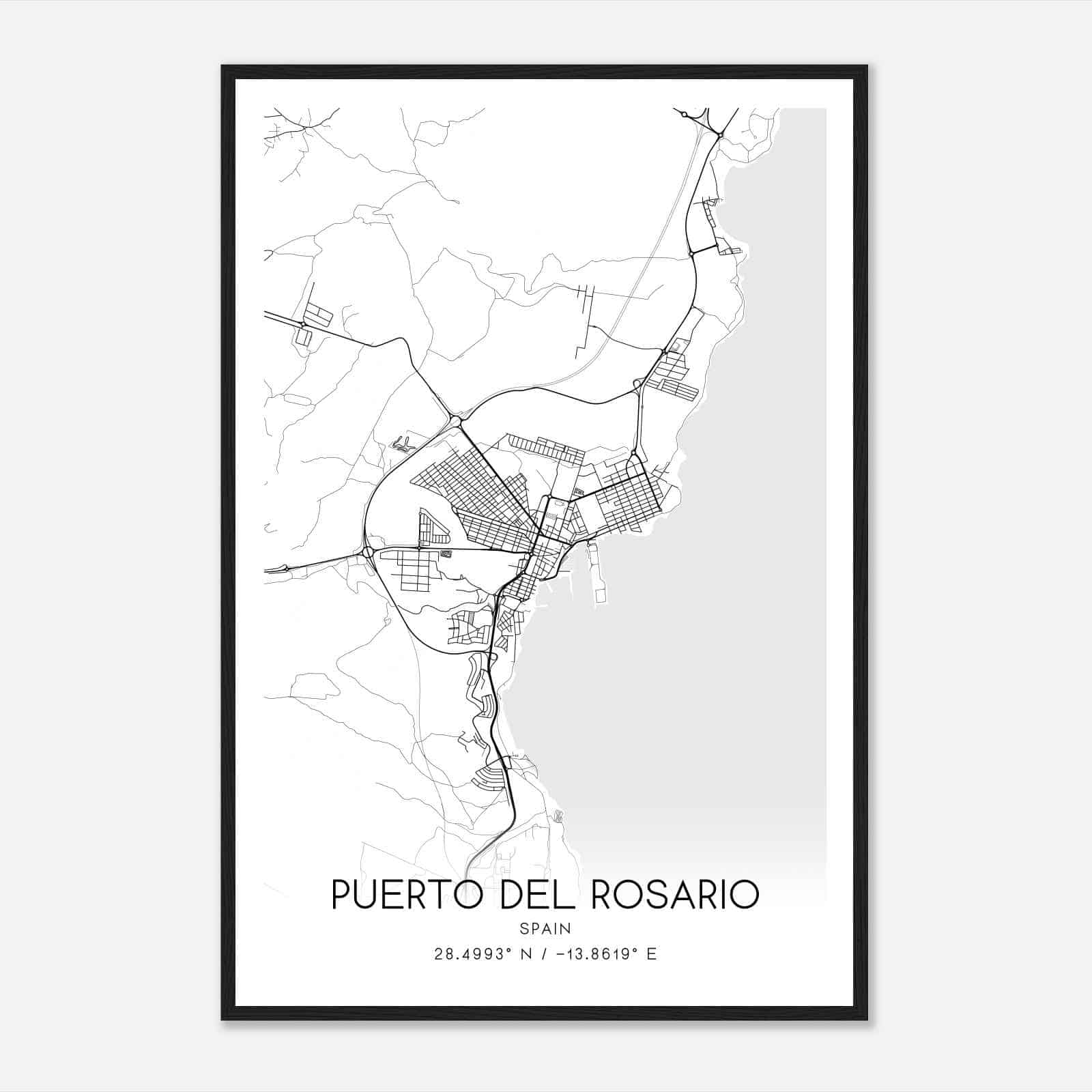Puerto del Rosario Spain Map Poster, Modern Home Decor Wall Art Print