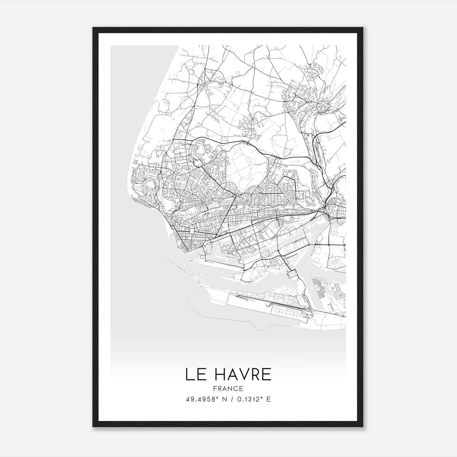 Le Havre France Map Poster, Modern Home Decor Wall Art Print