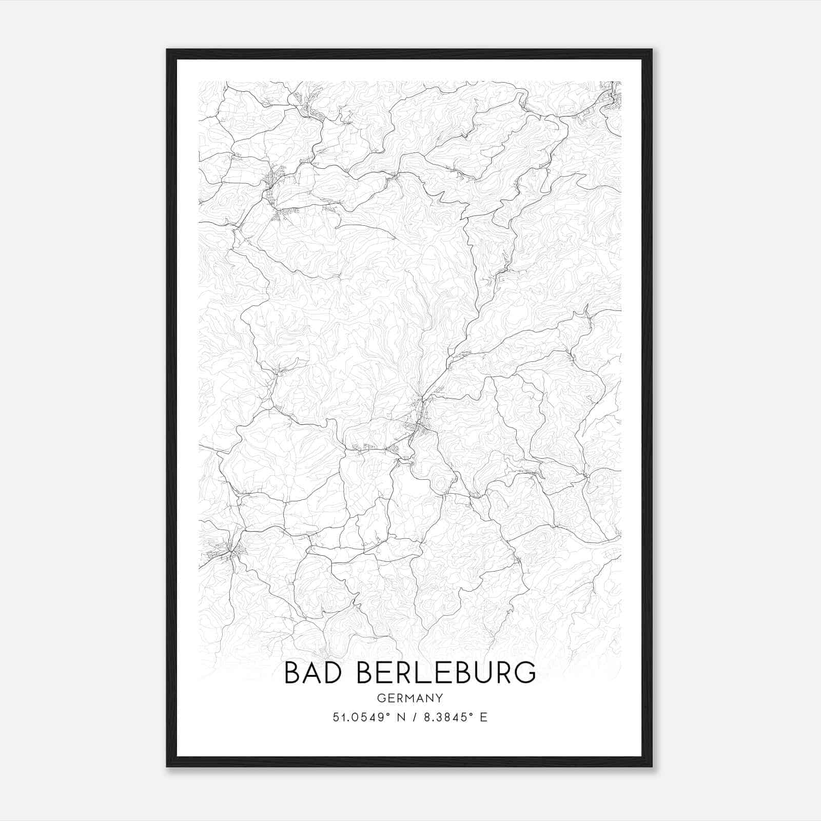 Bad Berleburg Germany Map Poster, Modern Home Decor Wall Art Print