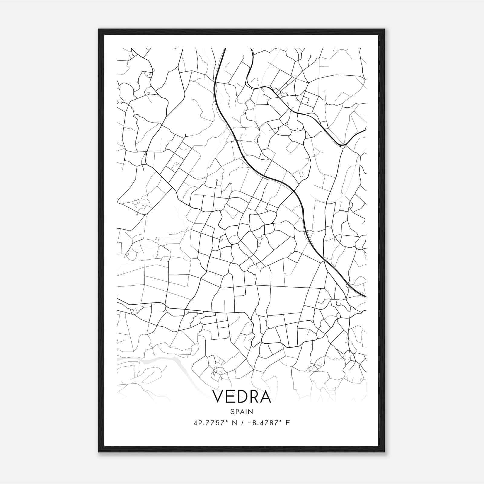 Vedra Spain Map Poster, Modern Home Decor Wall Art Print