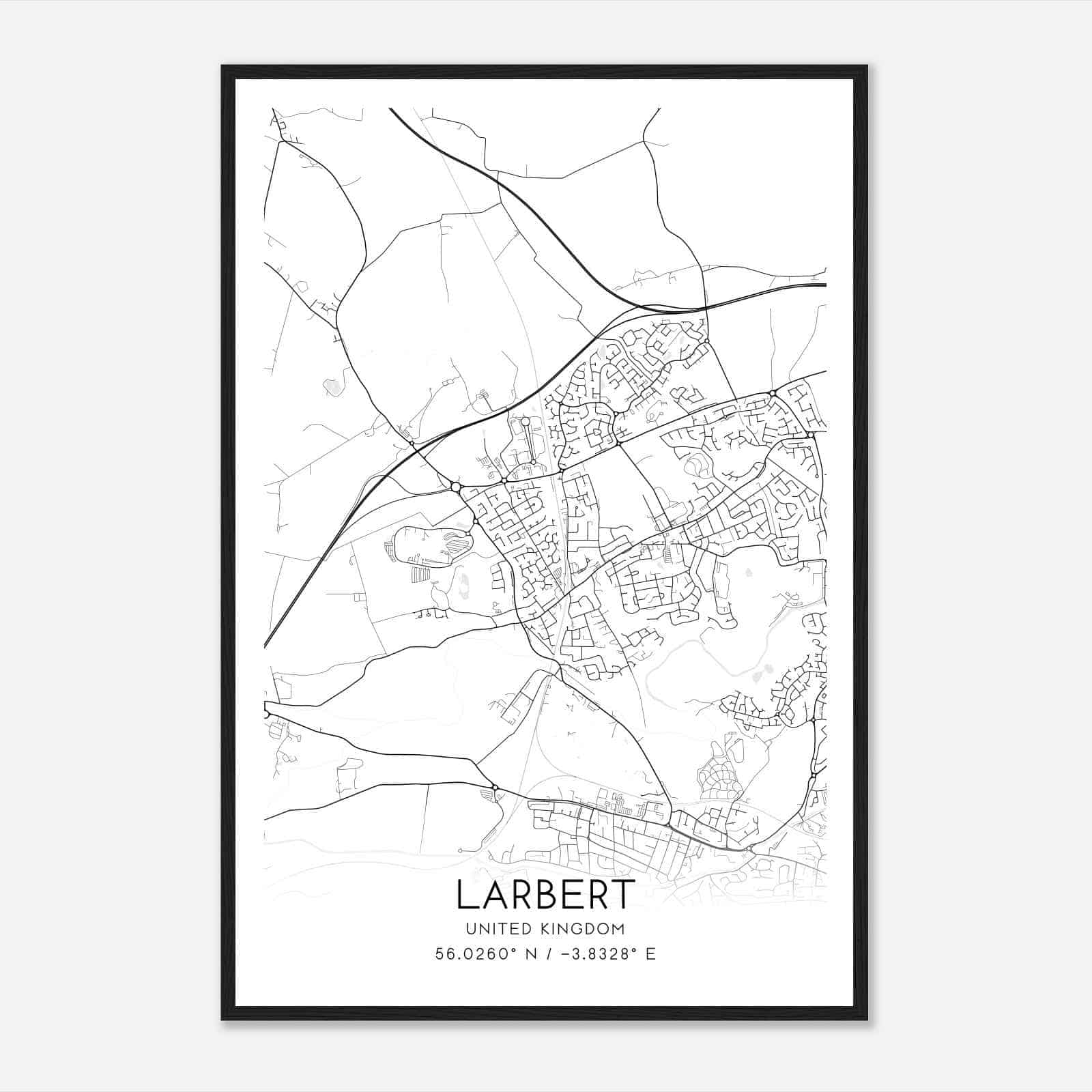 Larbert United Kingdom Map Poster, Modern Home Decor Wall Art Print
