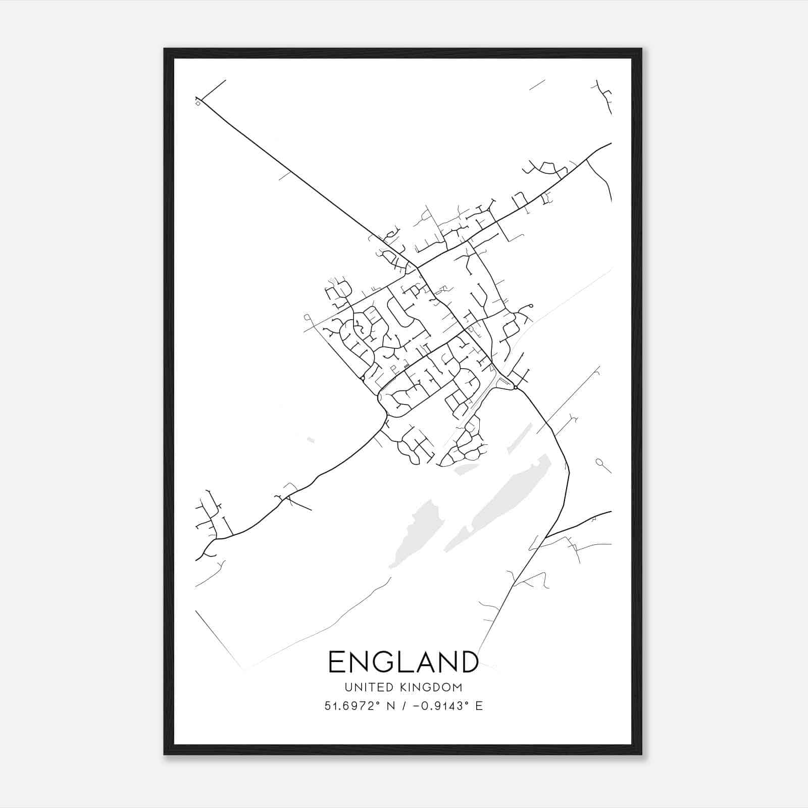 Oakley United Kingdom Map Poster, Modern Home Decor Wall Art Print