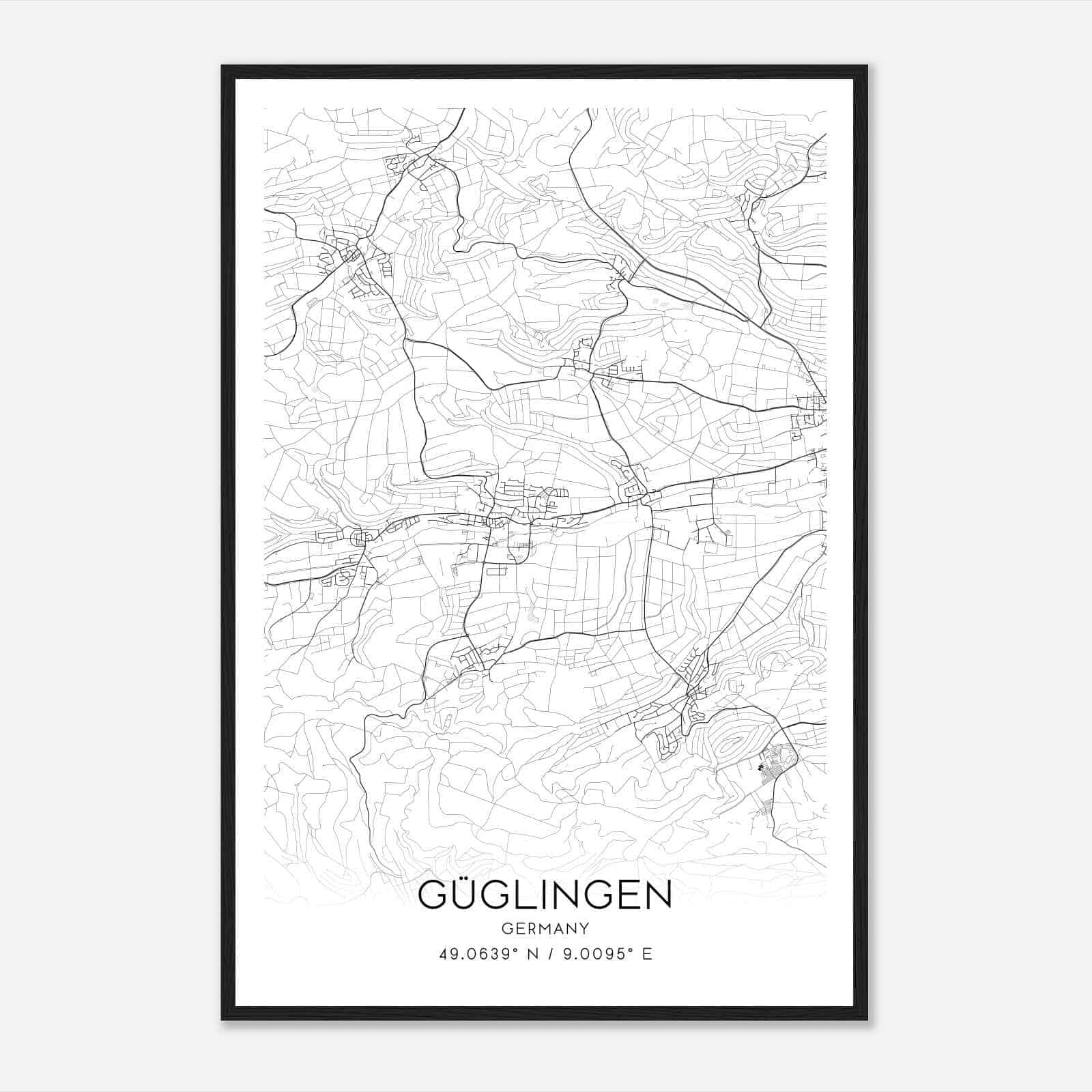 Guglingen Germany Map Poster, Modern Home Decor Wall Art Print