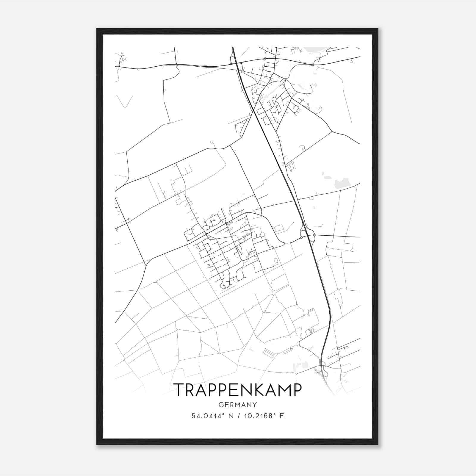 Trappenkamp Germany Map Poster, Modern Home Decor Wall Art Print