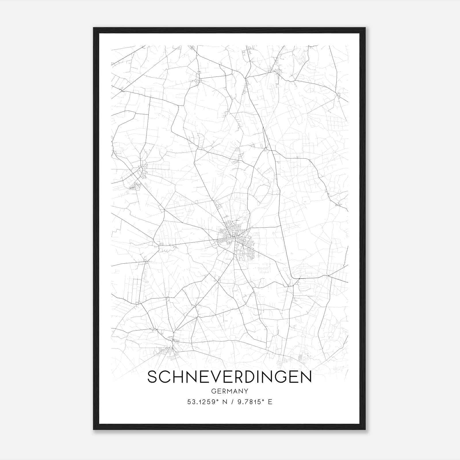 Schneverdingen Germany Map Poster, Modern Home Decor Wall Art Print