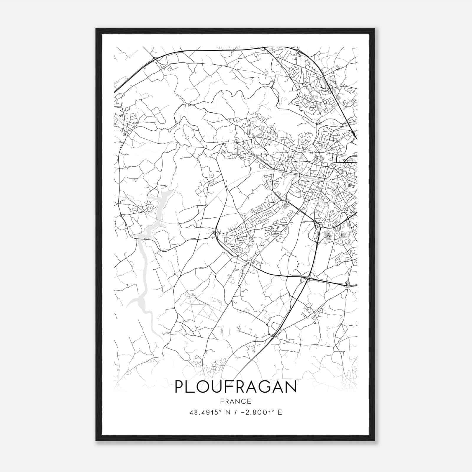 Ploufragan France Map Poster, Modern Home Decor Wall Art Print