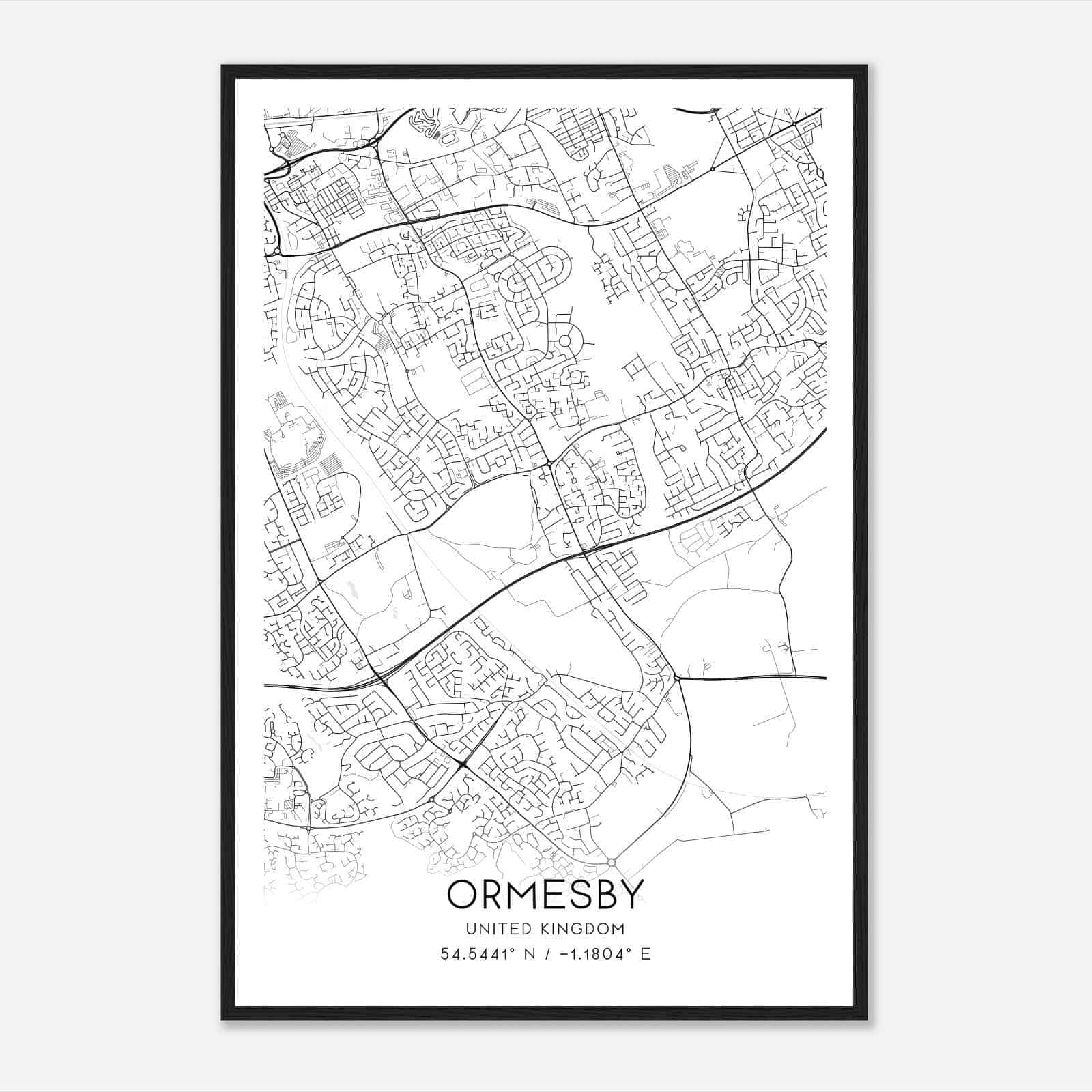 Ormesby United Kingdom Map Poster, Modern Home Decor Wall Art Print