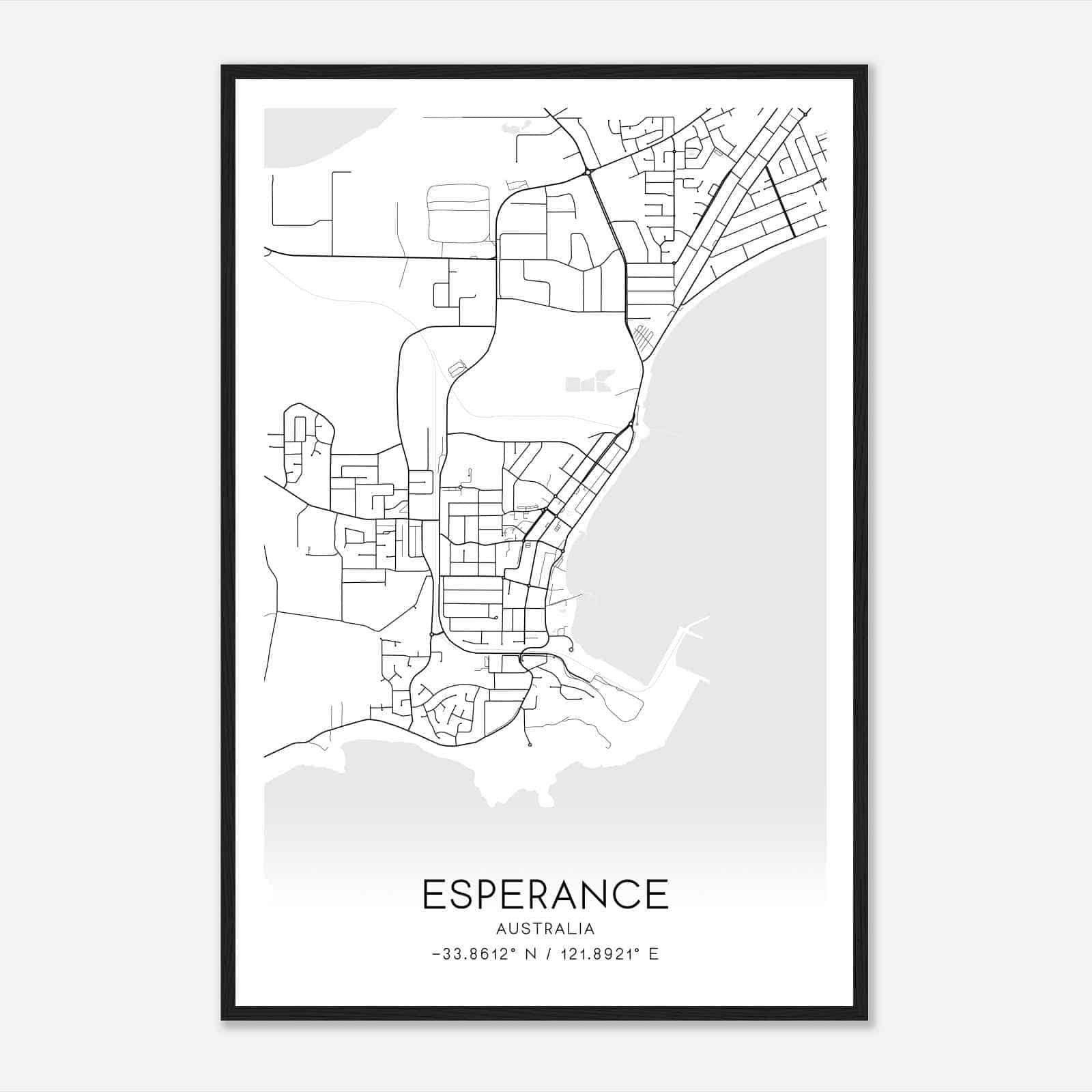 Esperance Australia Map Poster, Modern Home Decor Wall Art Print