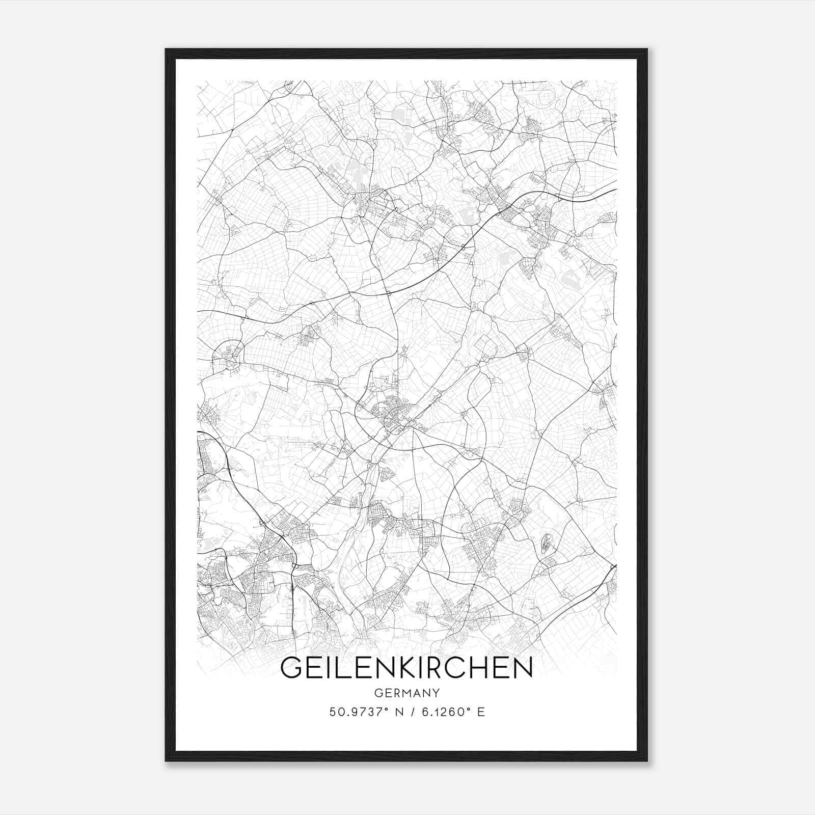 Geilenkirchen Germany Map Poster, Modern Home Decor Wall Art Print