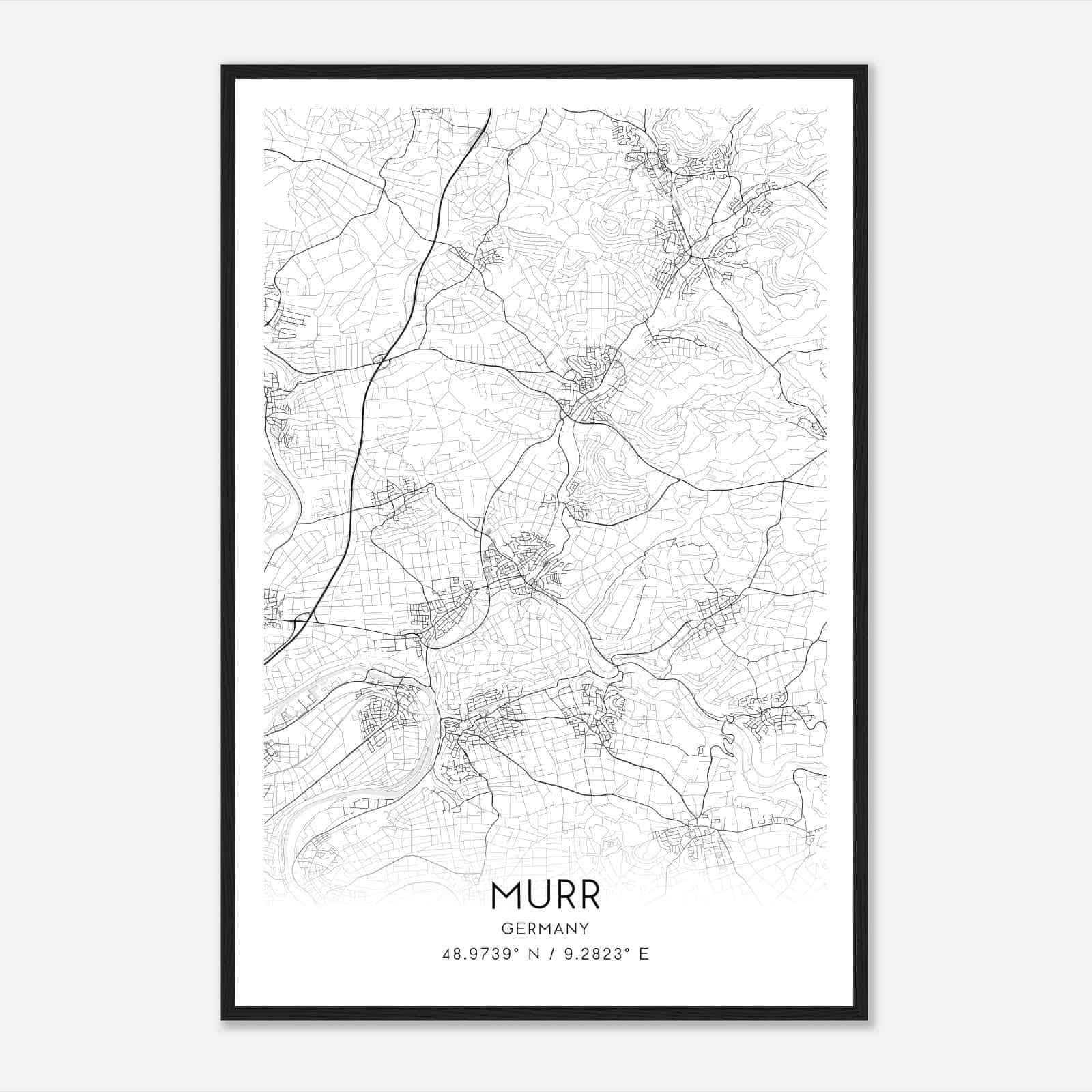 Murr Germany Map Poster, Modern Home Decor Wall Art Print
