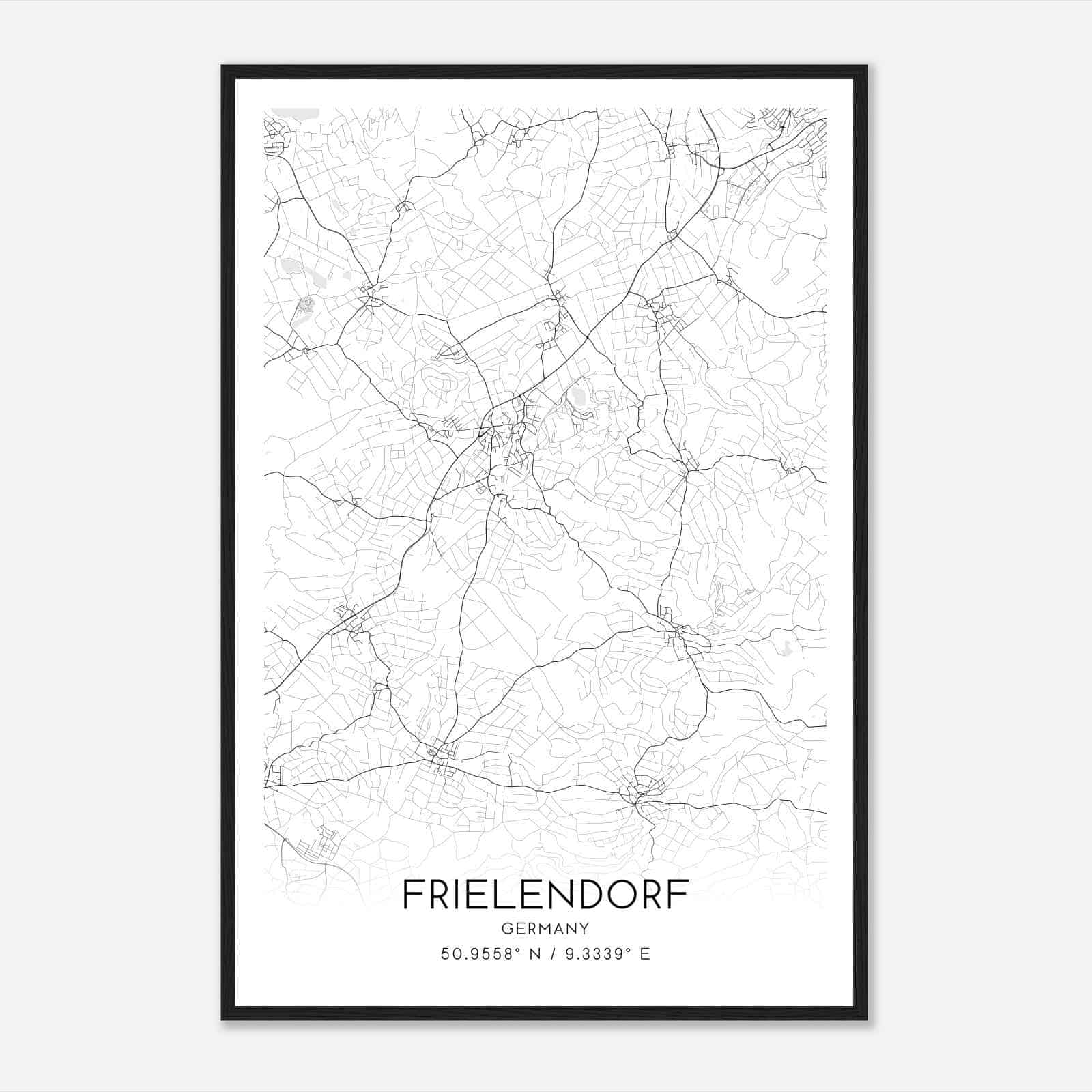 Frielendorf Germany Map Poster, Modern Home Decor Wall Art Print