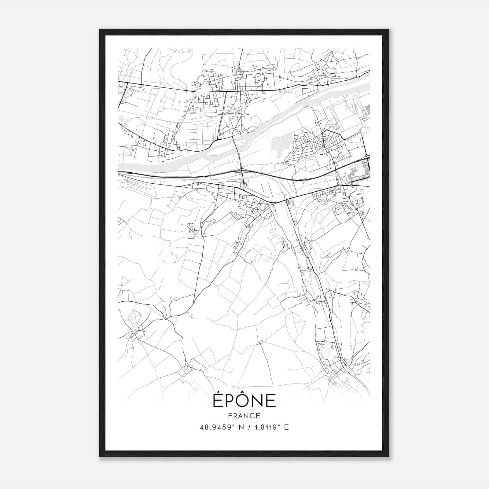 Epone France Map Poster, Modern Home Decor Wall Art Print