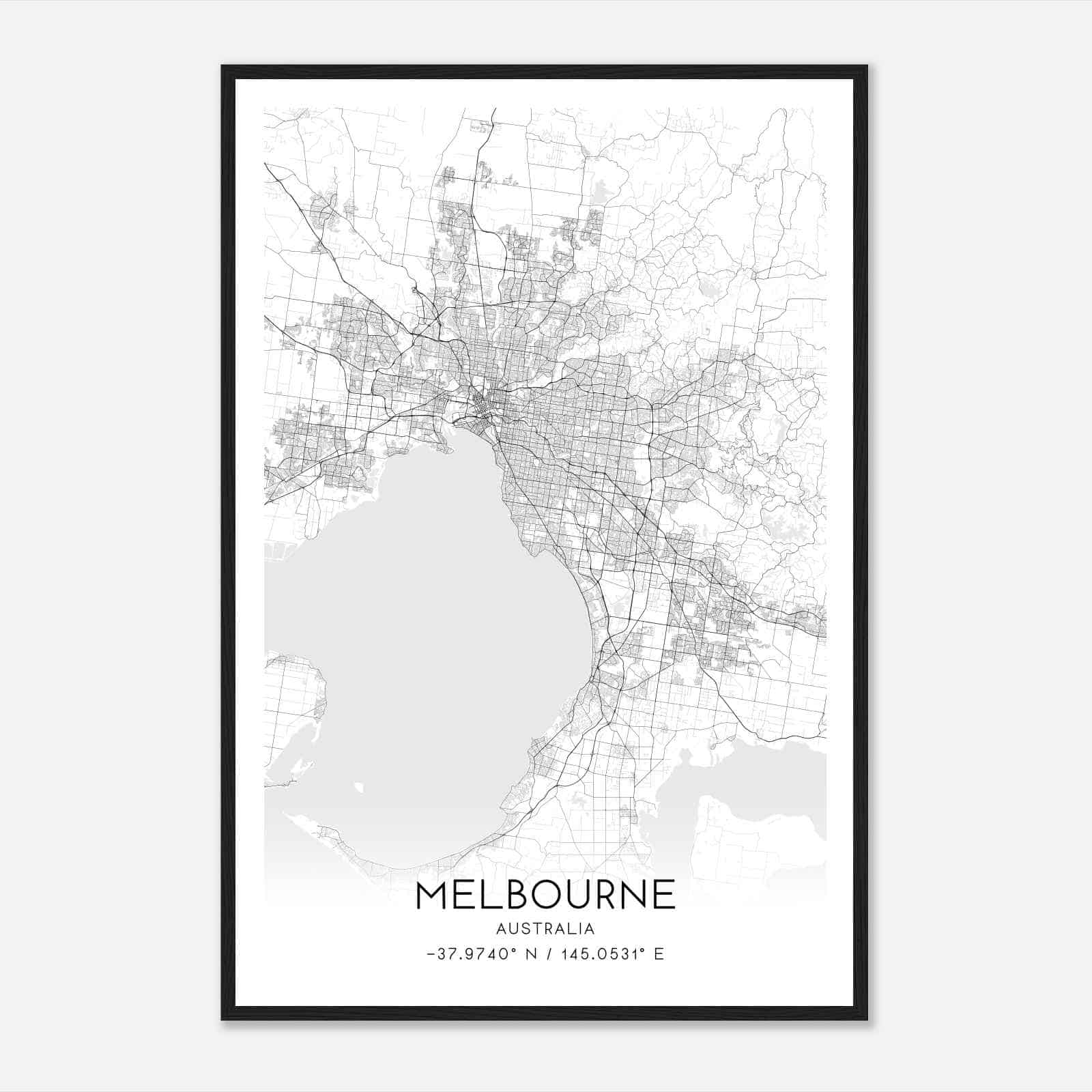 Melbourne Australia Map Poster, Modern Home Decor Wall Art Print