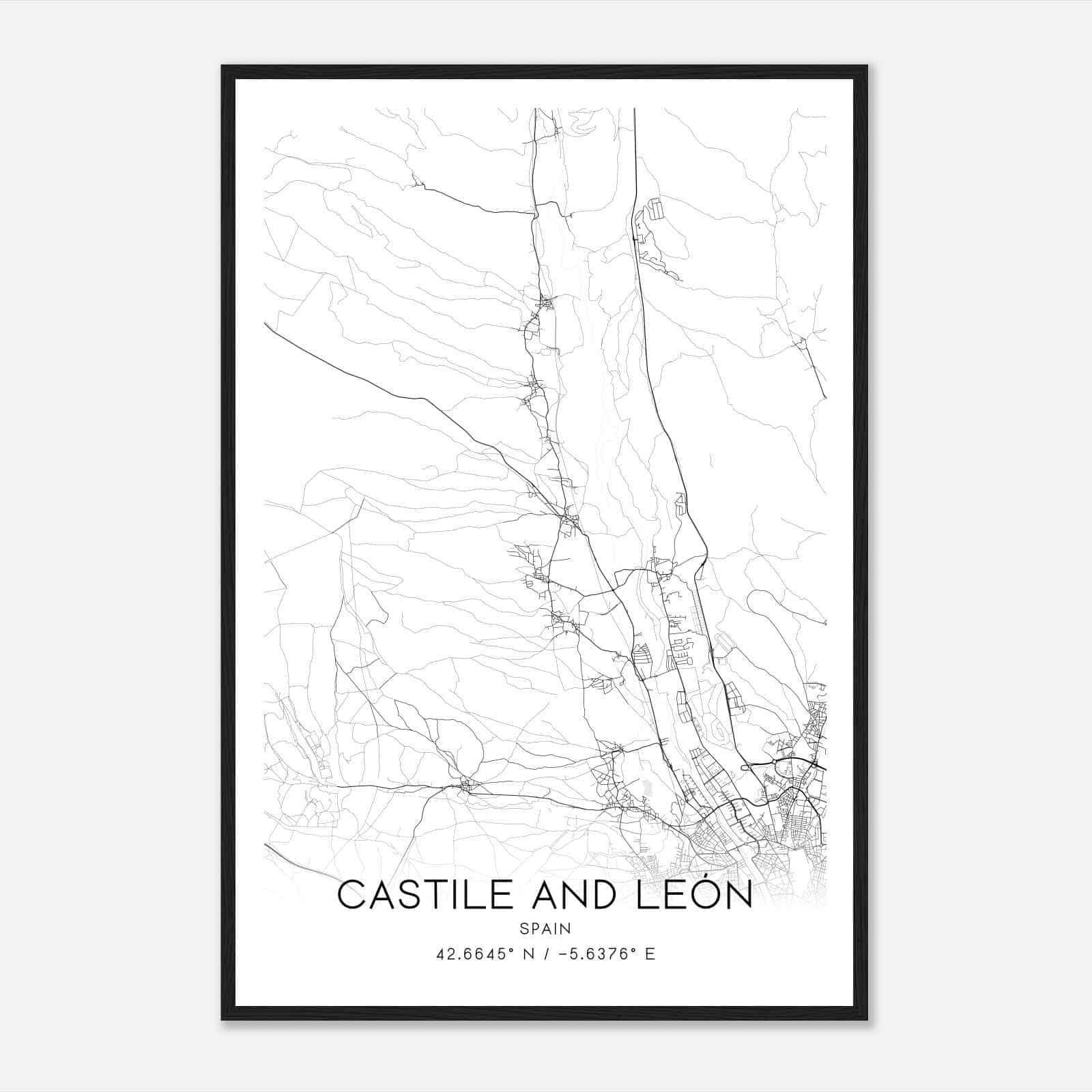 Sariegos Spain Map Poster, Modern Home Decor Wall Art Print