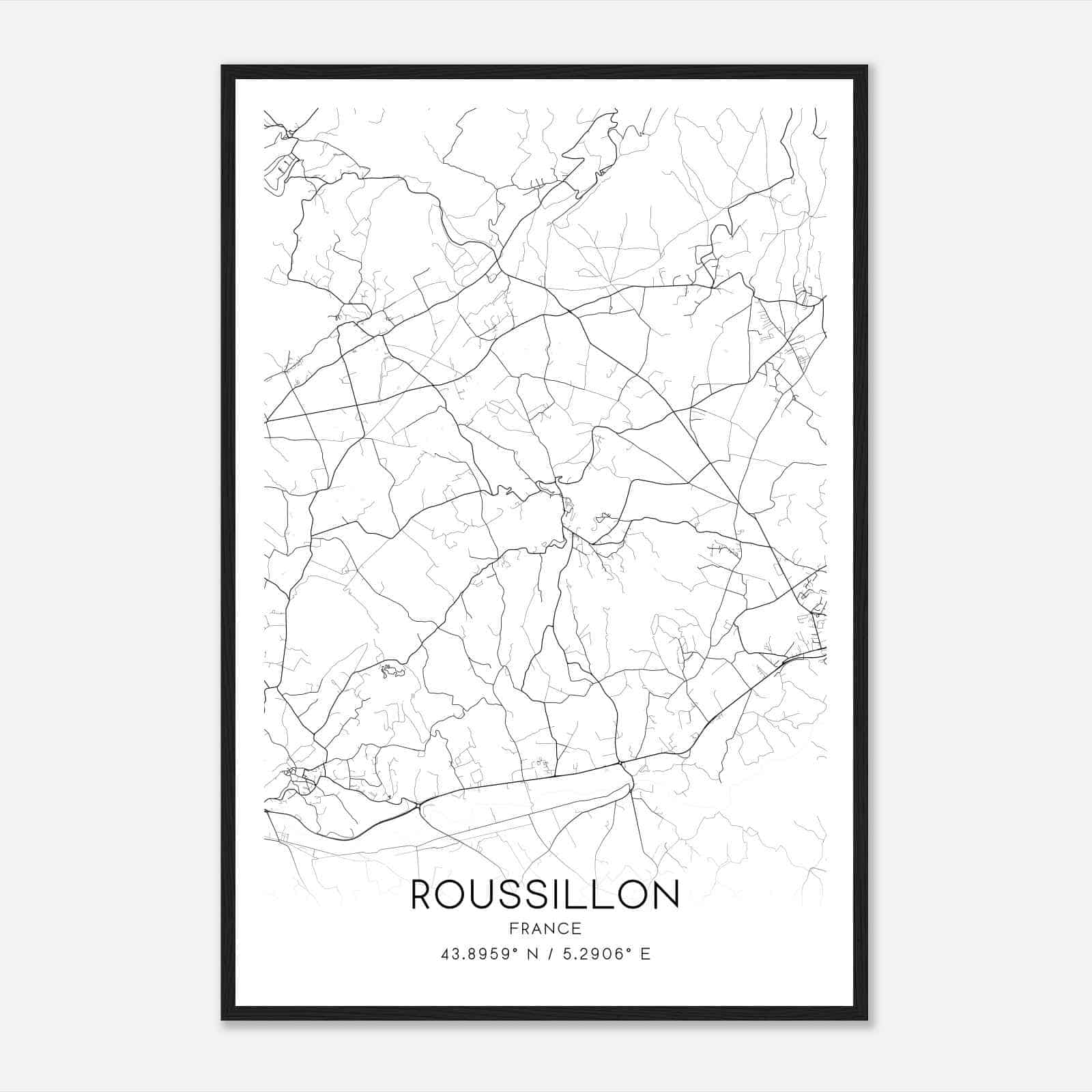 Roussillon France Map Poster, Modern Home Decor Wall Art Print