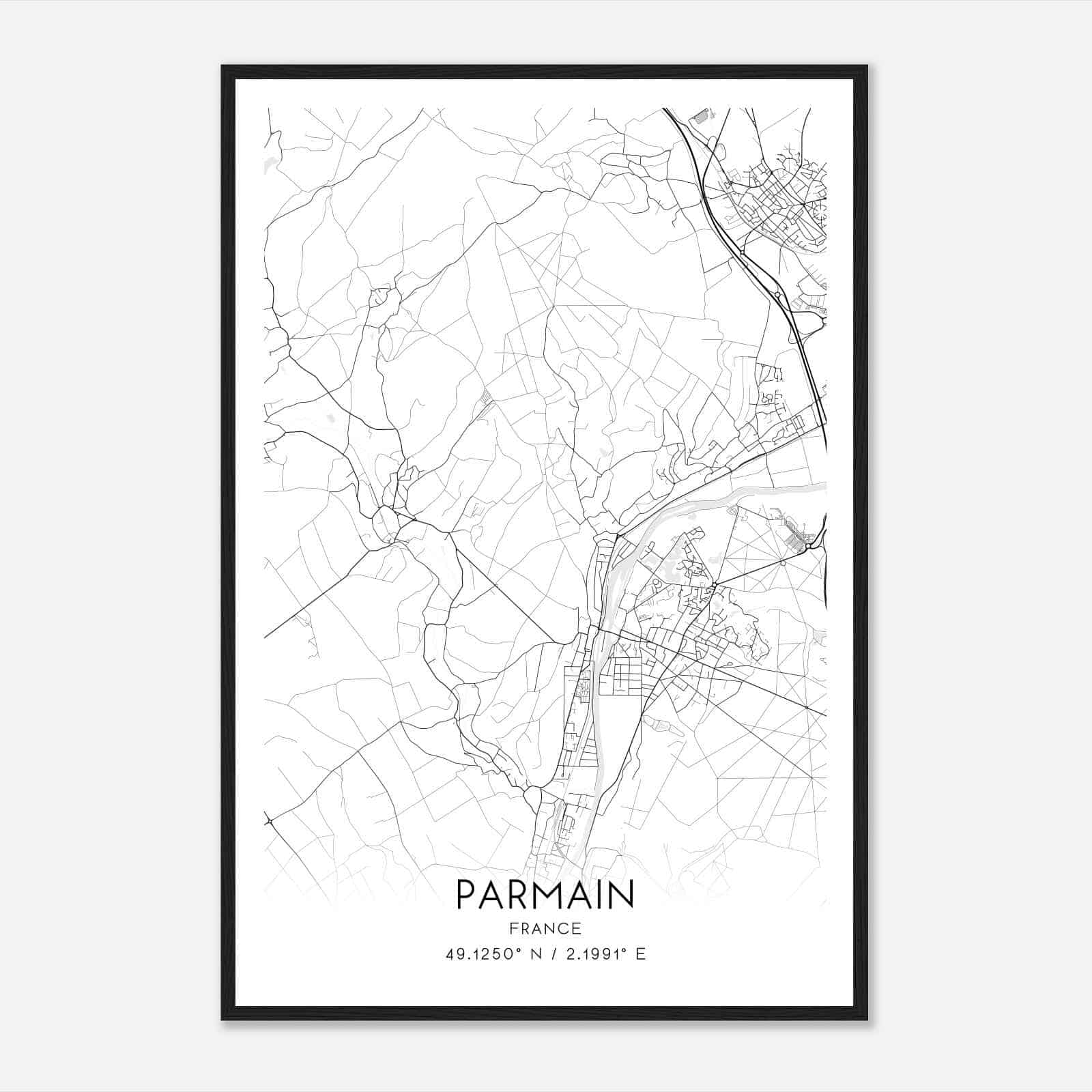 Parmain France Map Poster, Modern Home Decor Wall Art Print