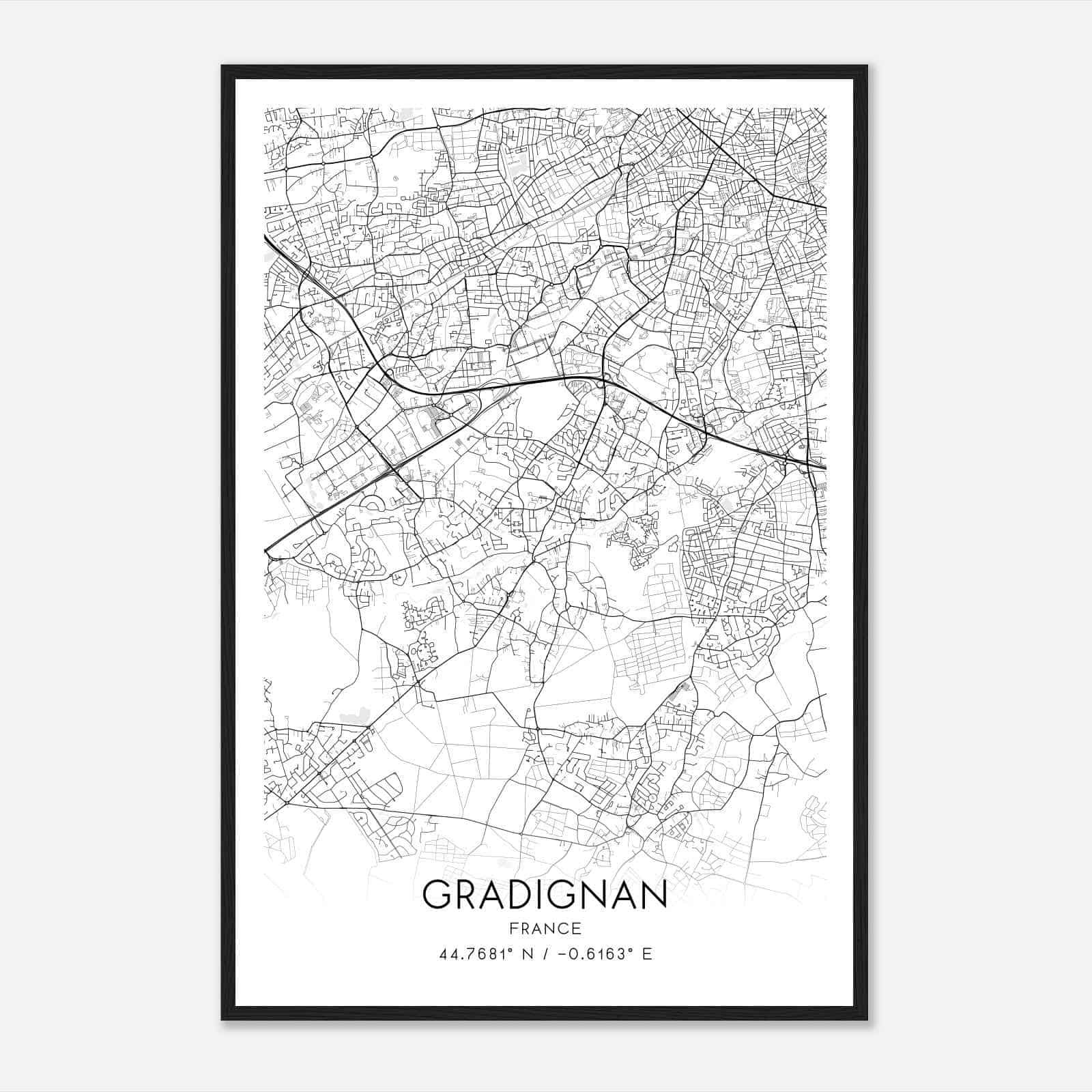 Gradignan France Map Poster, Modern Home Decor Wall Art Print